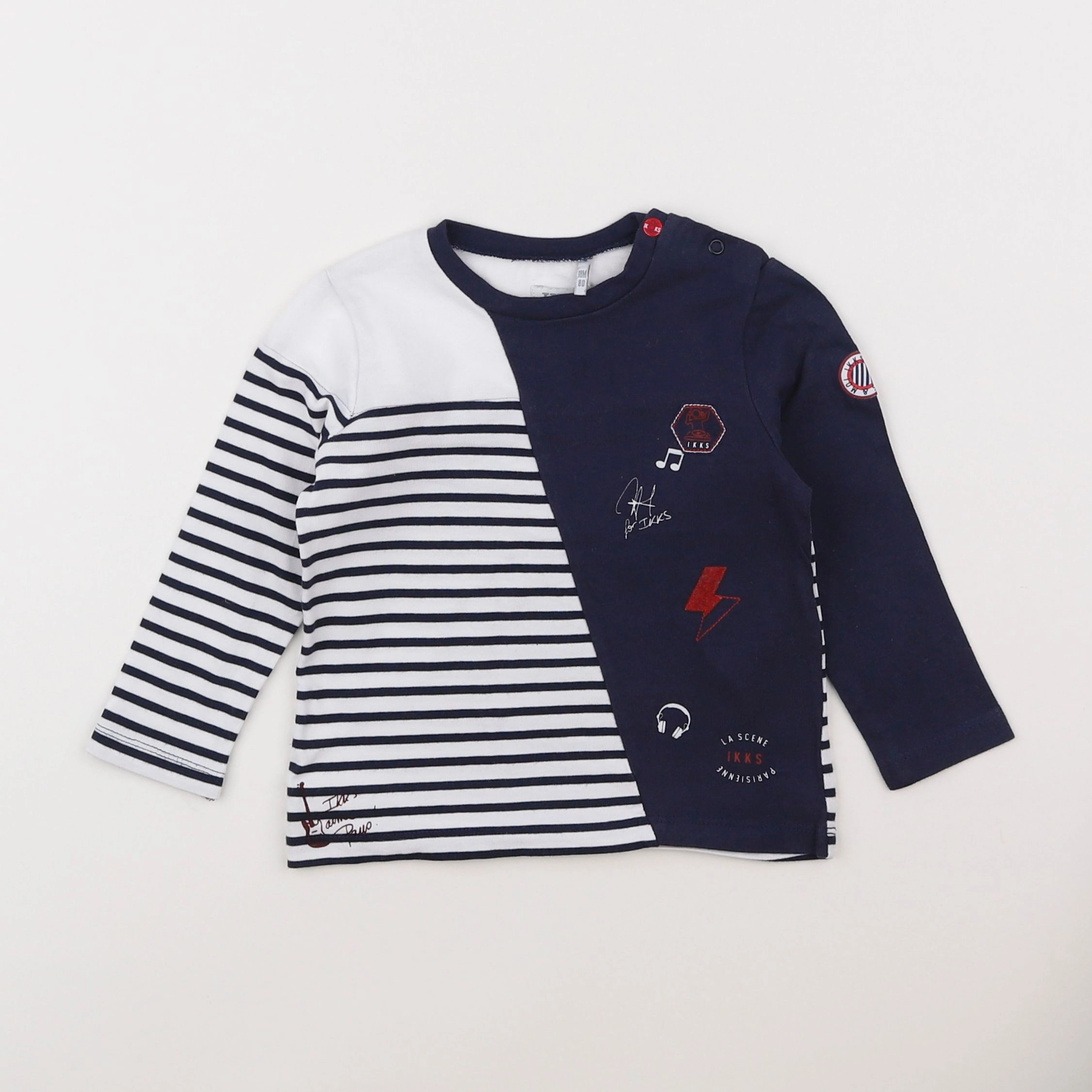 IKKS - tee-shirt bleu, blanc - 18 mois