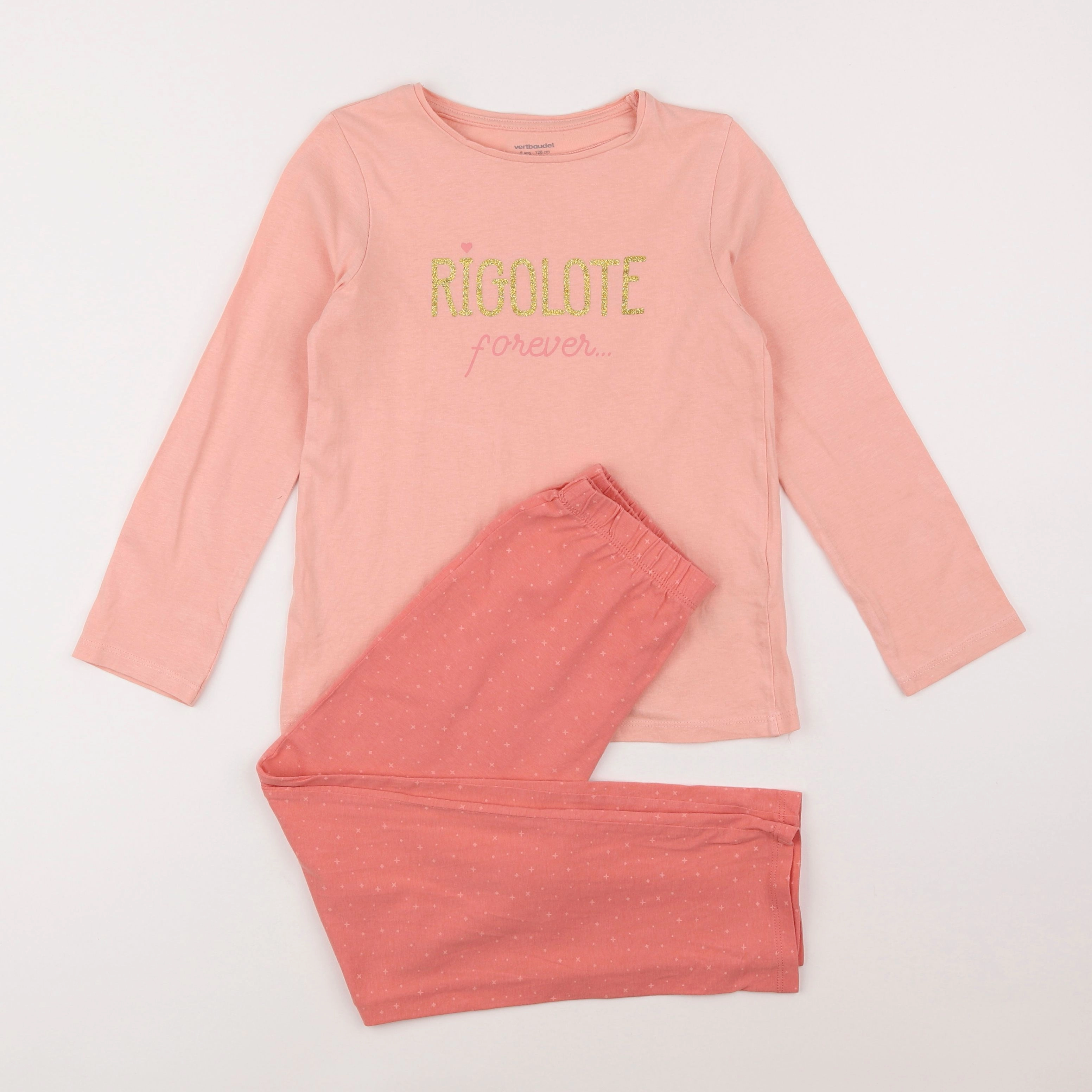 Vertbaudet - pyjama coton rose - 8 ans