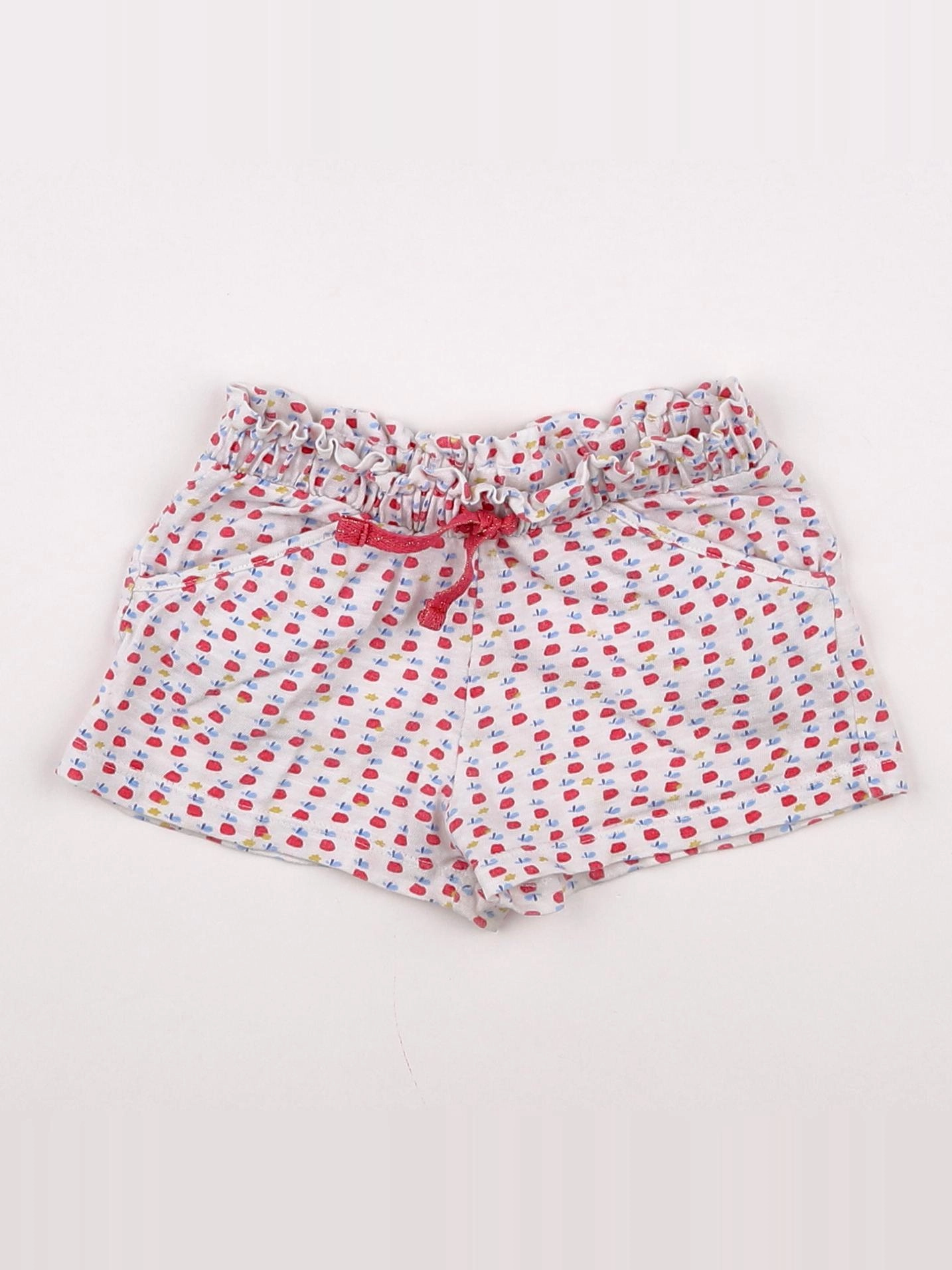 Boutchou - short blanc, rouge - 12 mois
