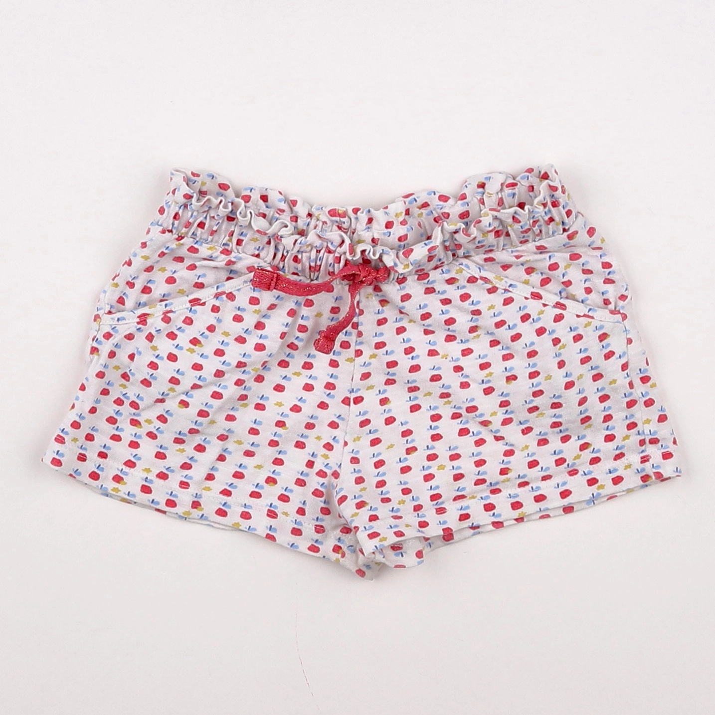 Boutchou - short blanc, rouge - 12 mois