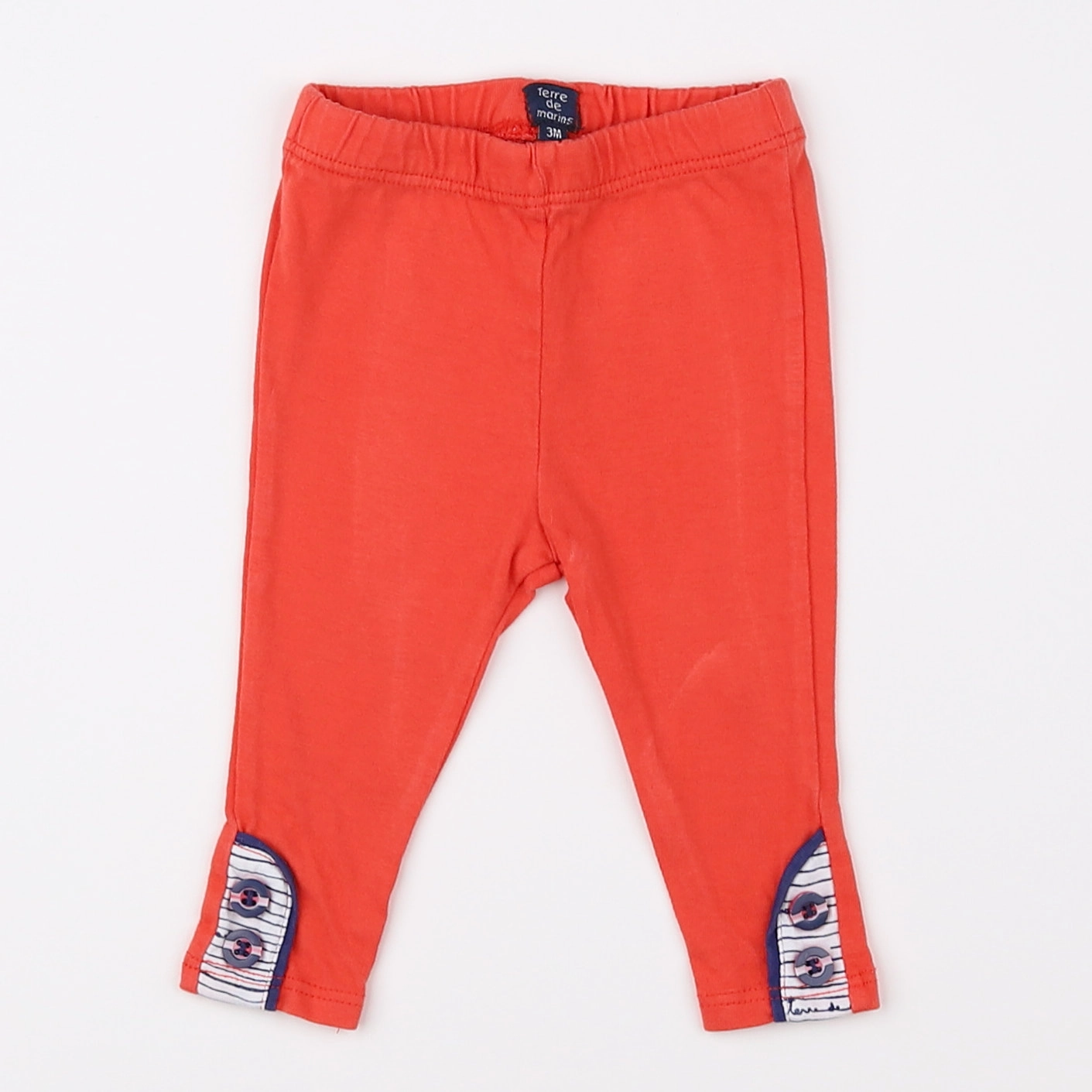 Terre de marins - legging orange, rouge - 3 mois