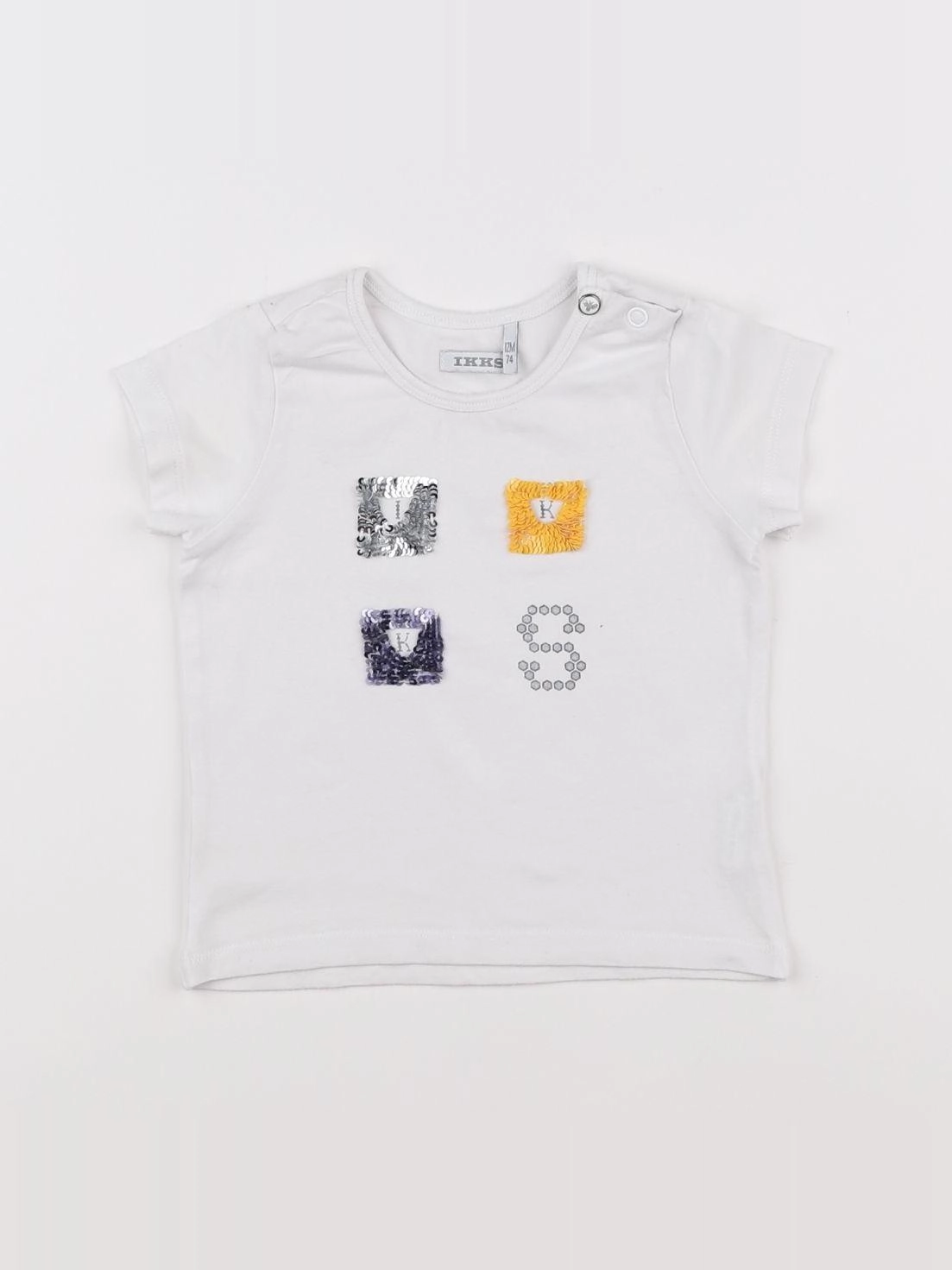 IKKS - tee-shirt blanc, jaune - 12 mois