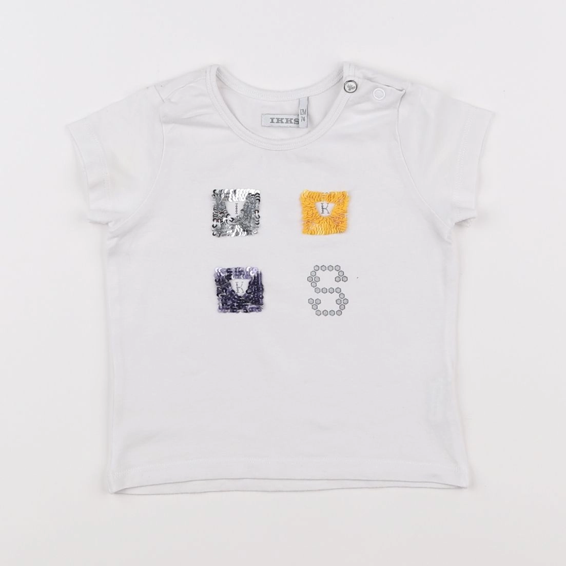 IKKS - tee-shirt blanc, jaune - 12 mois