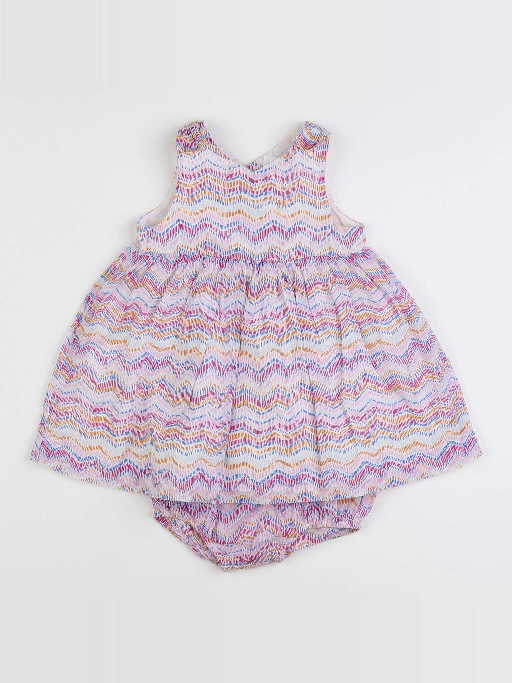 Natalys - robe blanc, rose - 12 mois