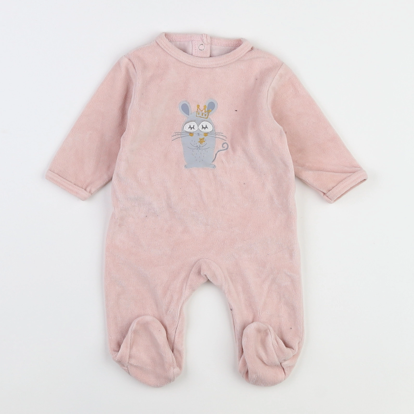 Vertbaudet - pyjama velours rose - 1 mois