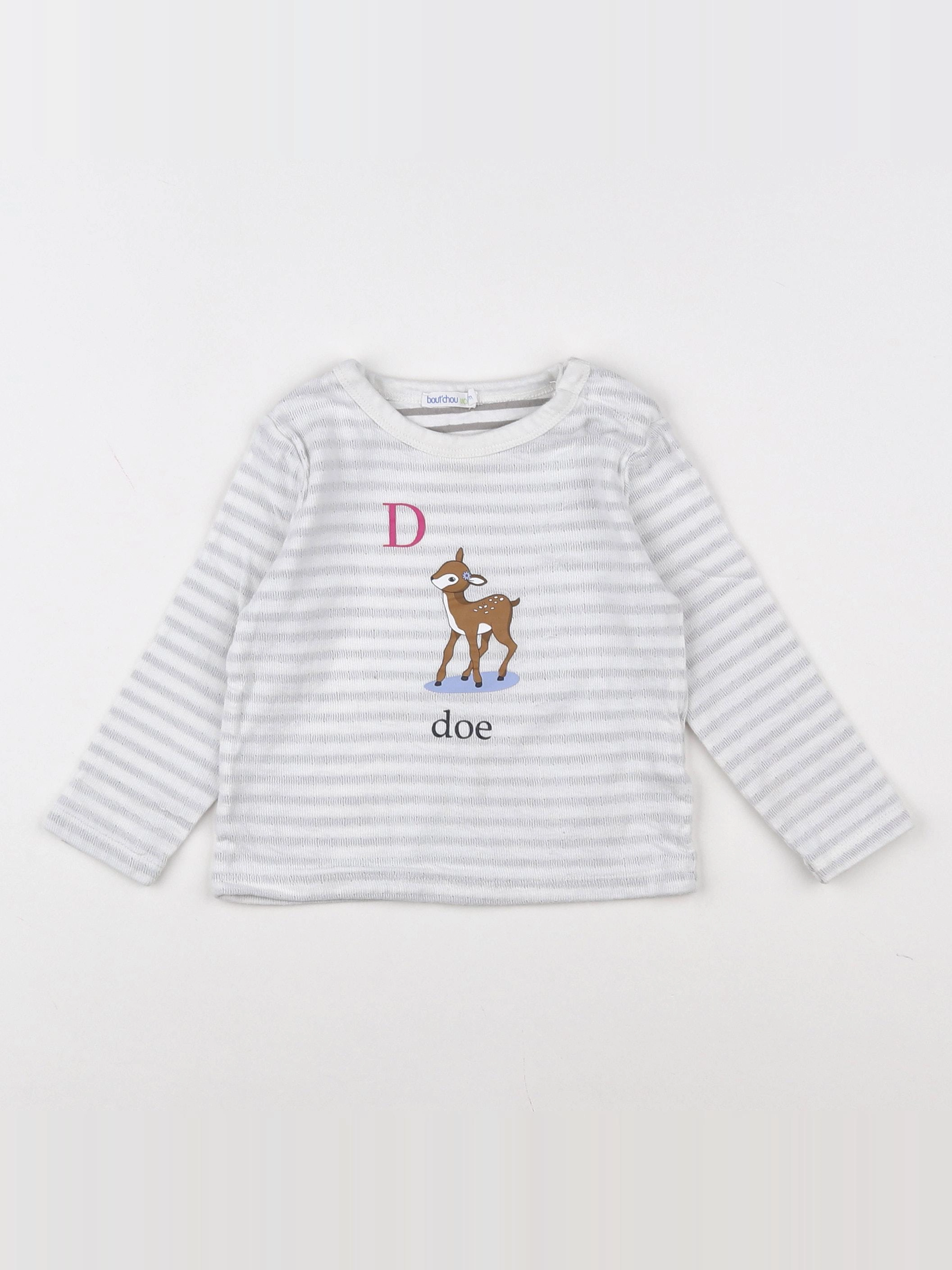 Boutchou - pull blanc,gris - 12 mois
