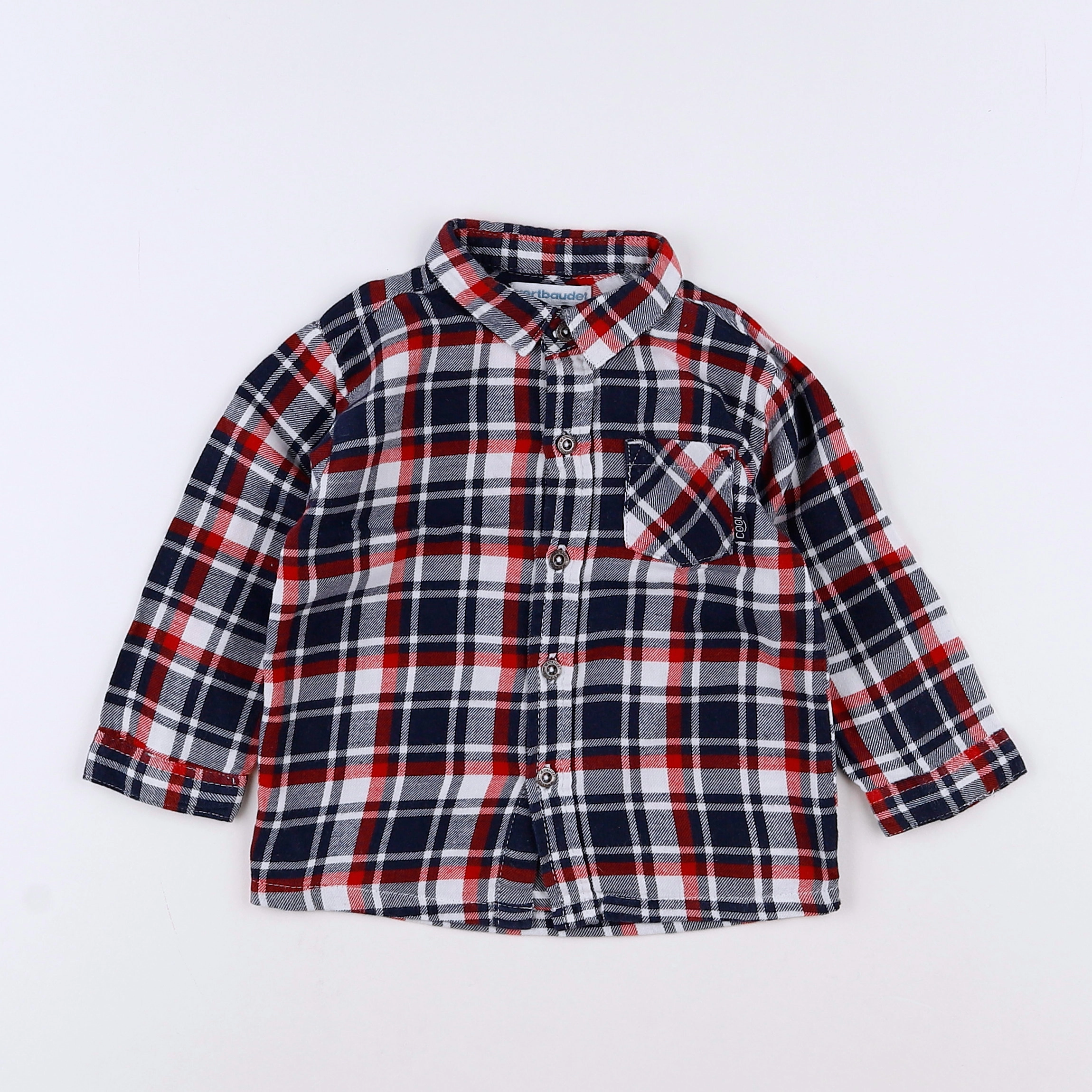 Vertbaudet - chemise rouge - 9 mois
