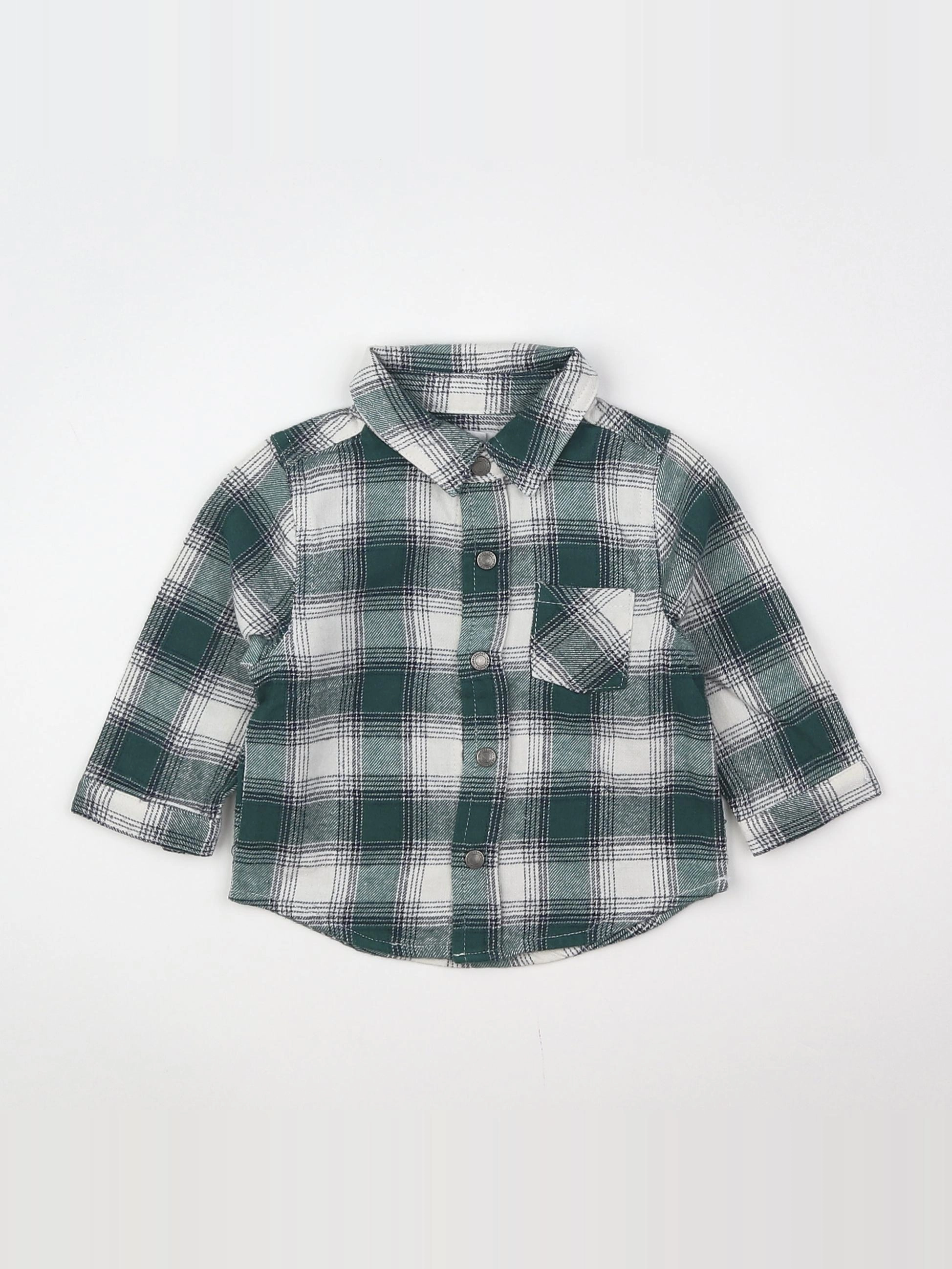 Vertbaudet - chemise vert, blanc - 6 mois