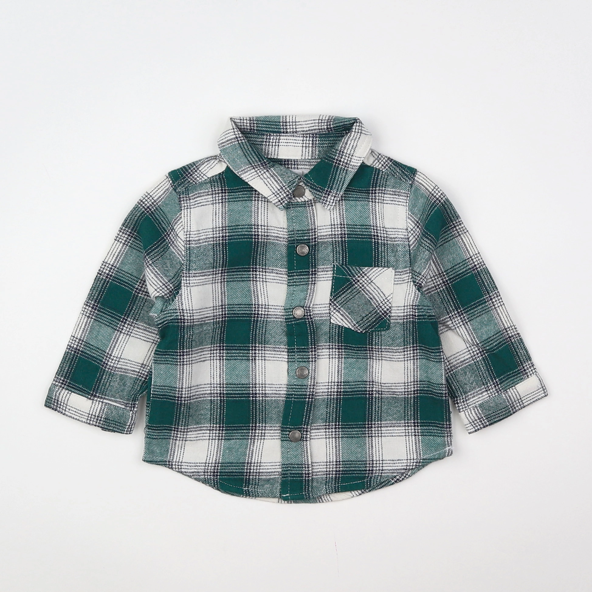 Vertbaudet - chemise vert, blanc - 6 mois