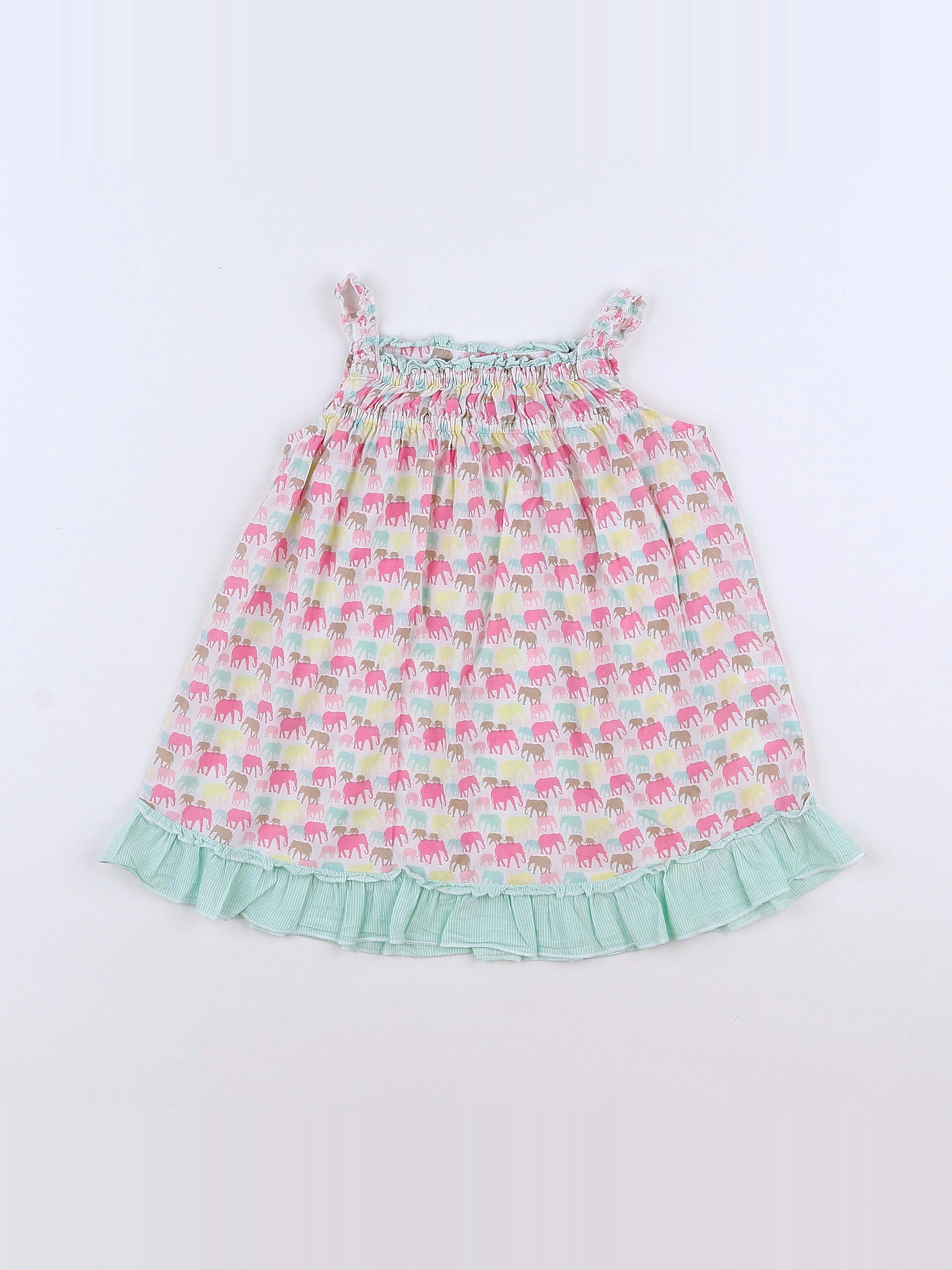 H&M - robe blanc, rose - 12/18 mois