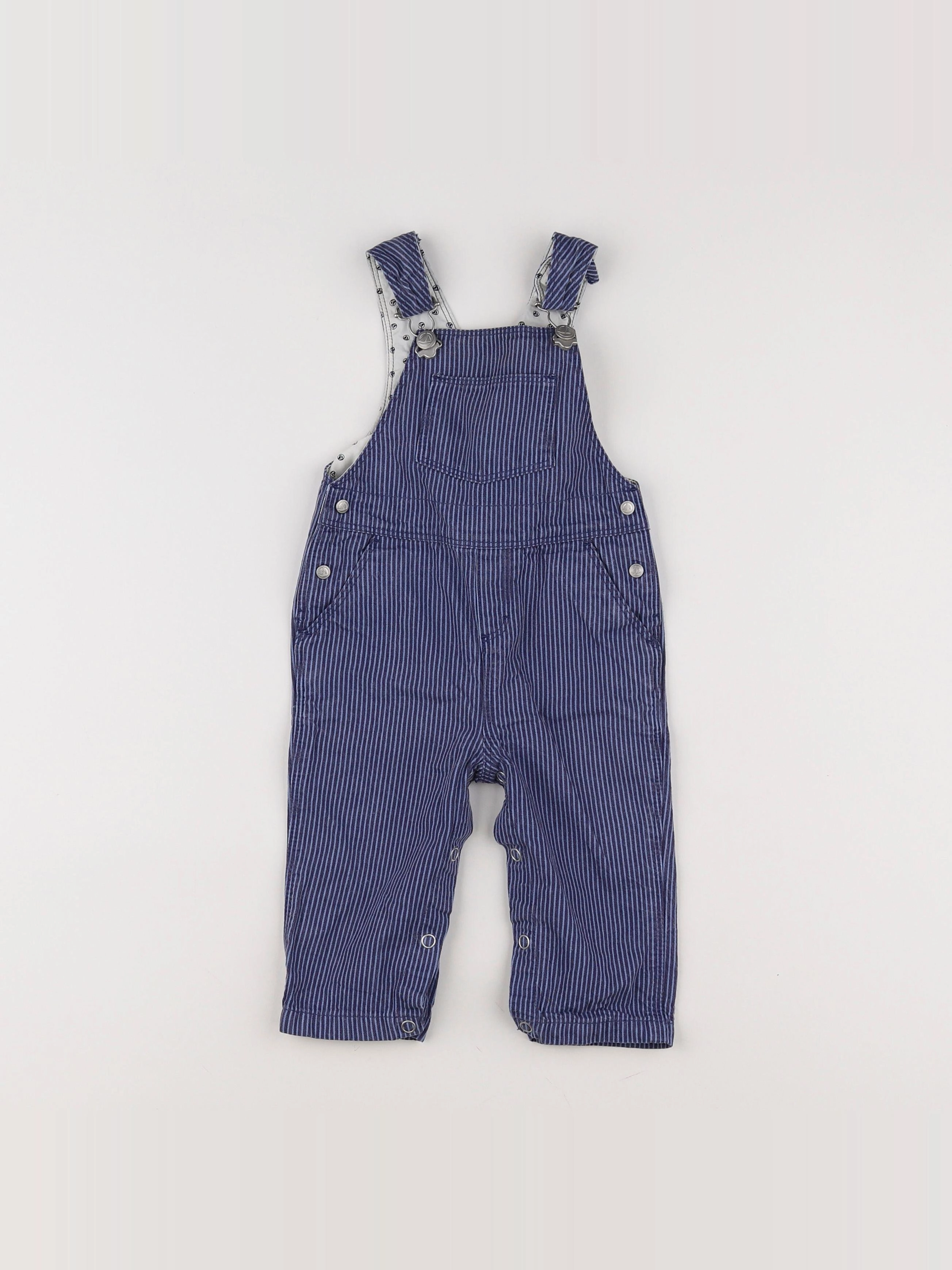 Petit Bateau - salopette bleu, blanc - 6 mois