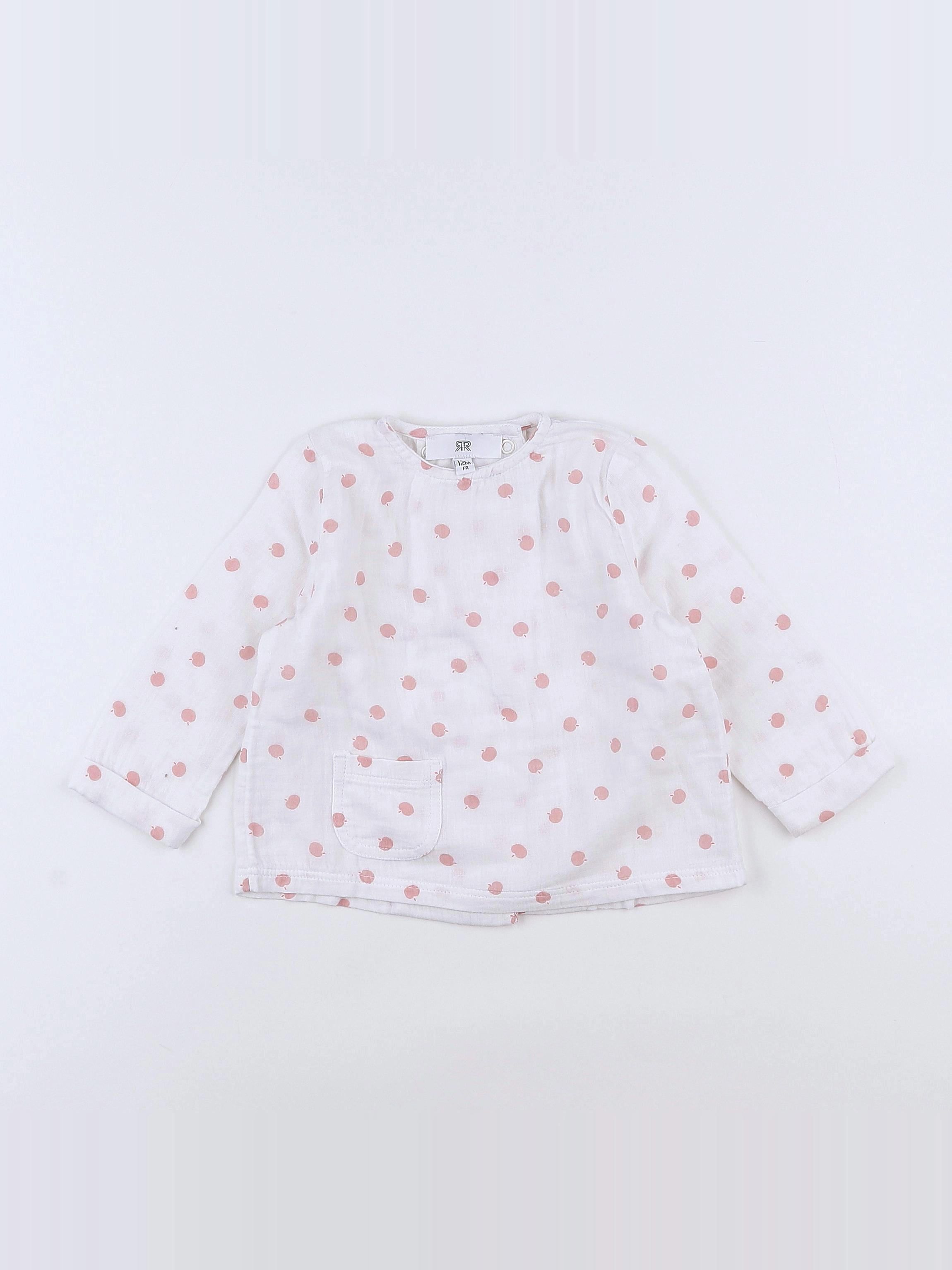 La Redoute - blouse blanc, rose - 12 mois