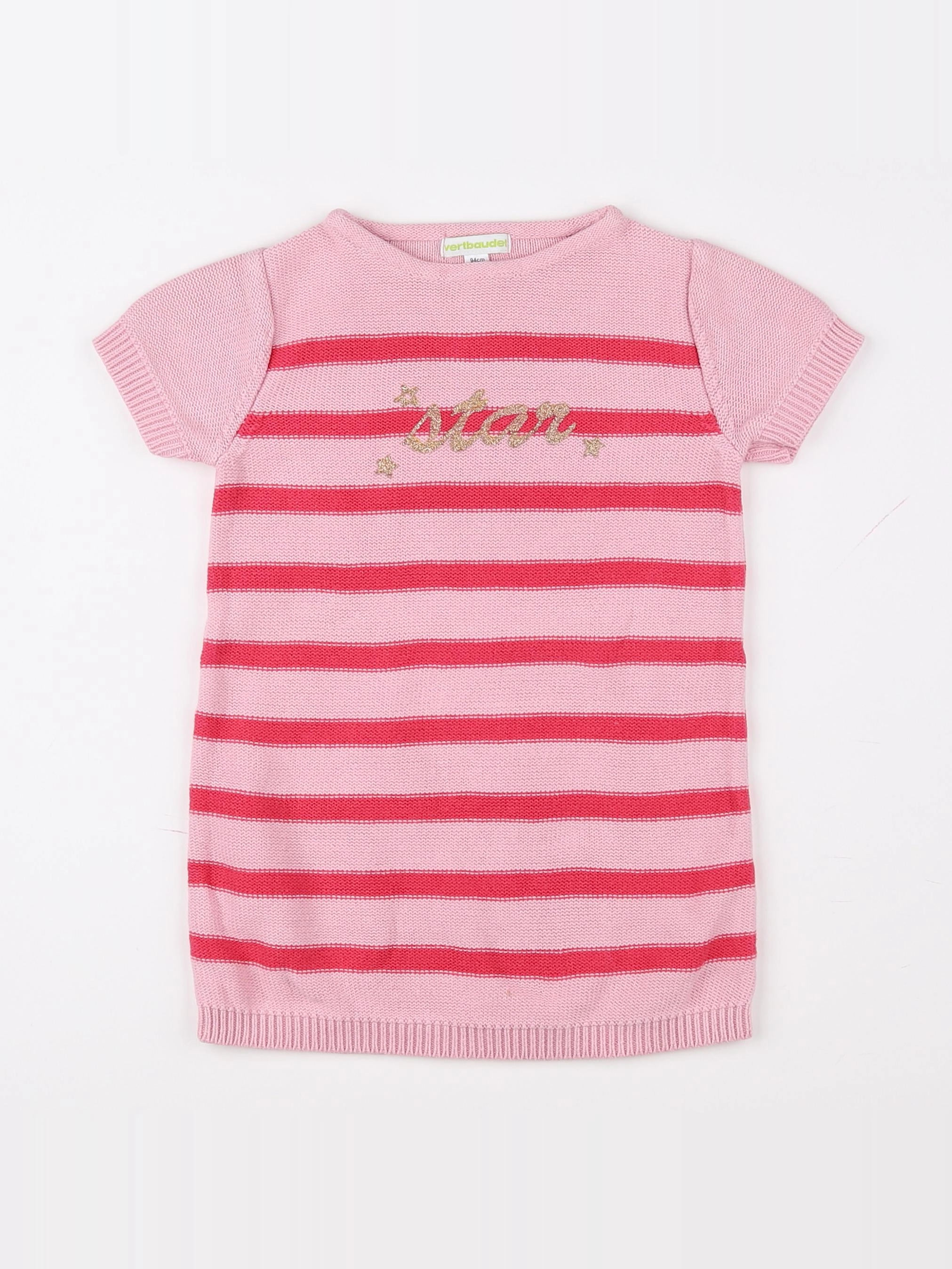 Vertbaudet - robe rose, rouge - 3 ans