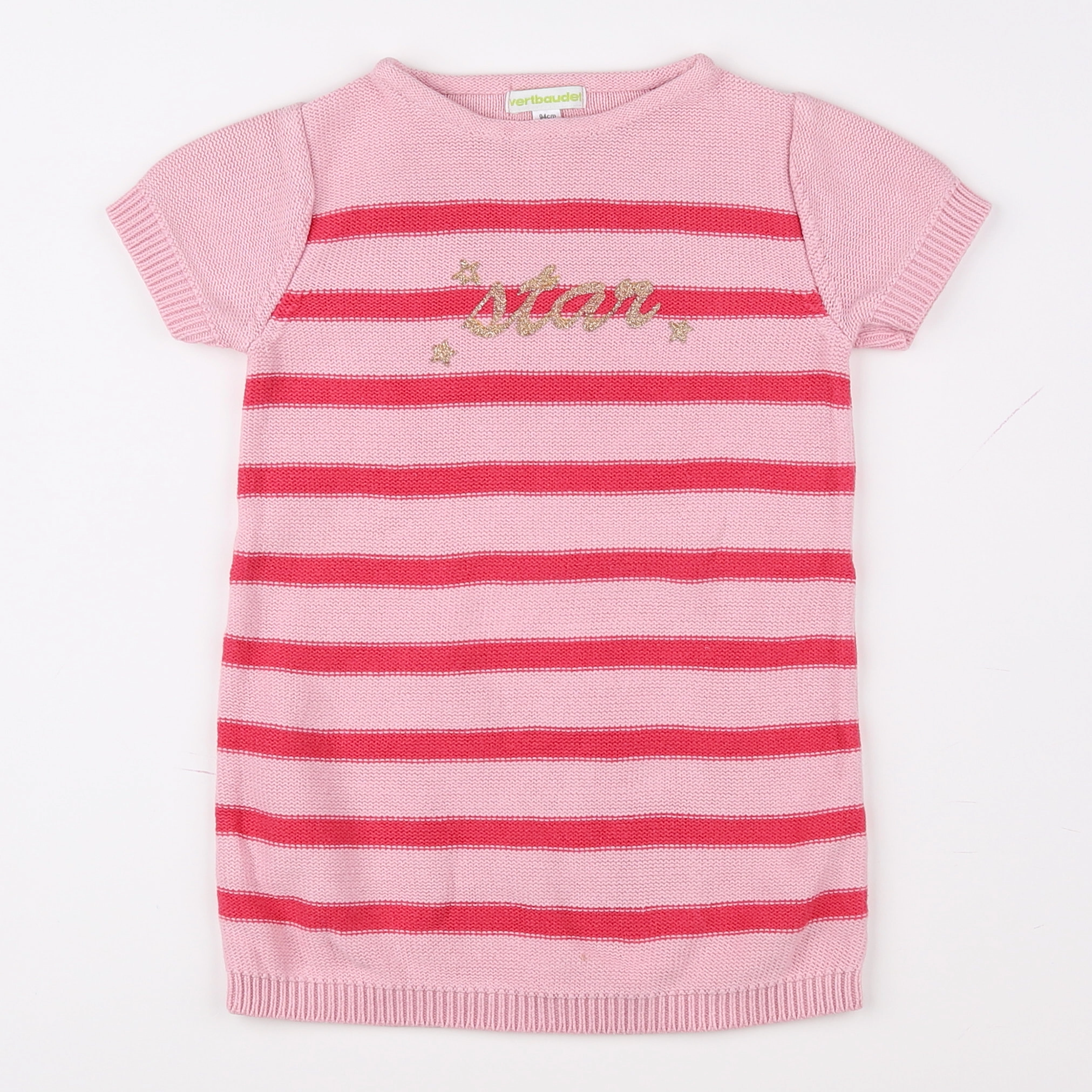 Vertbaudet - robe rose, rouge - 3 ans