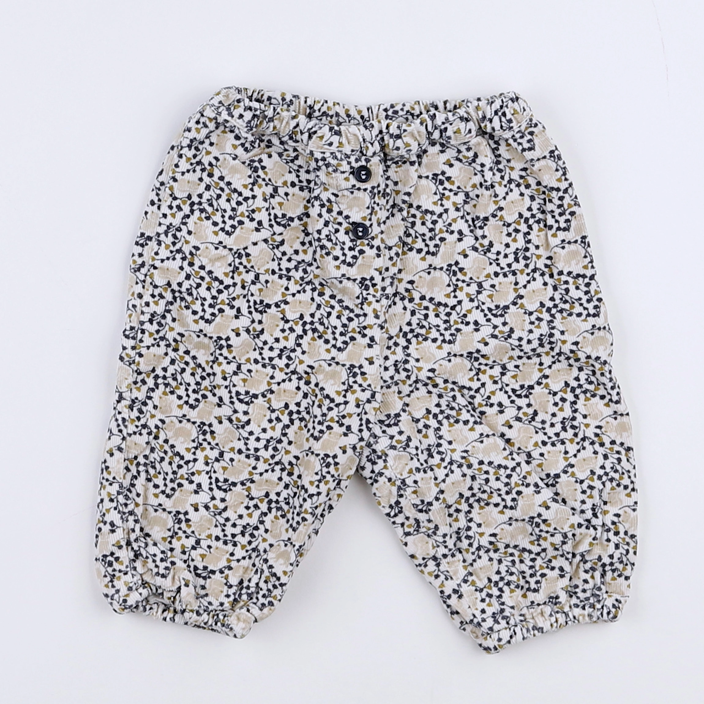 Boutchou - pantalon beige, bleu - 1 mois