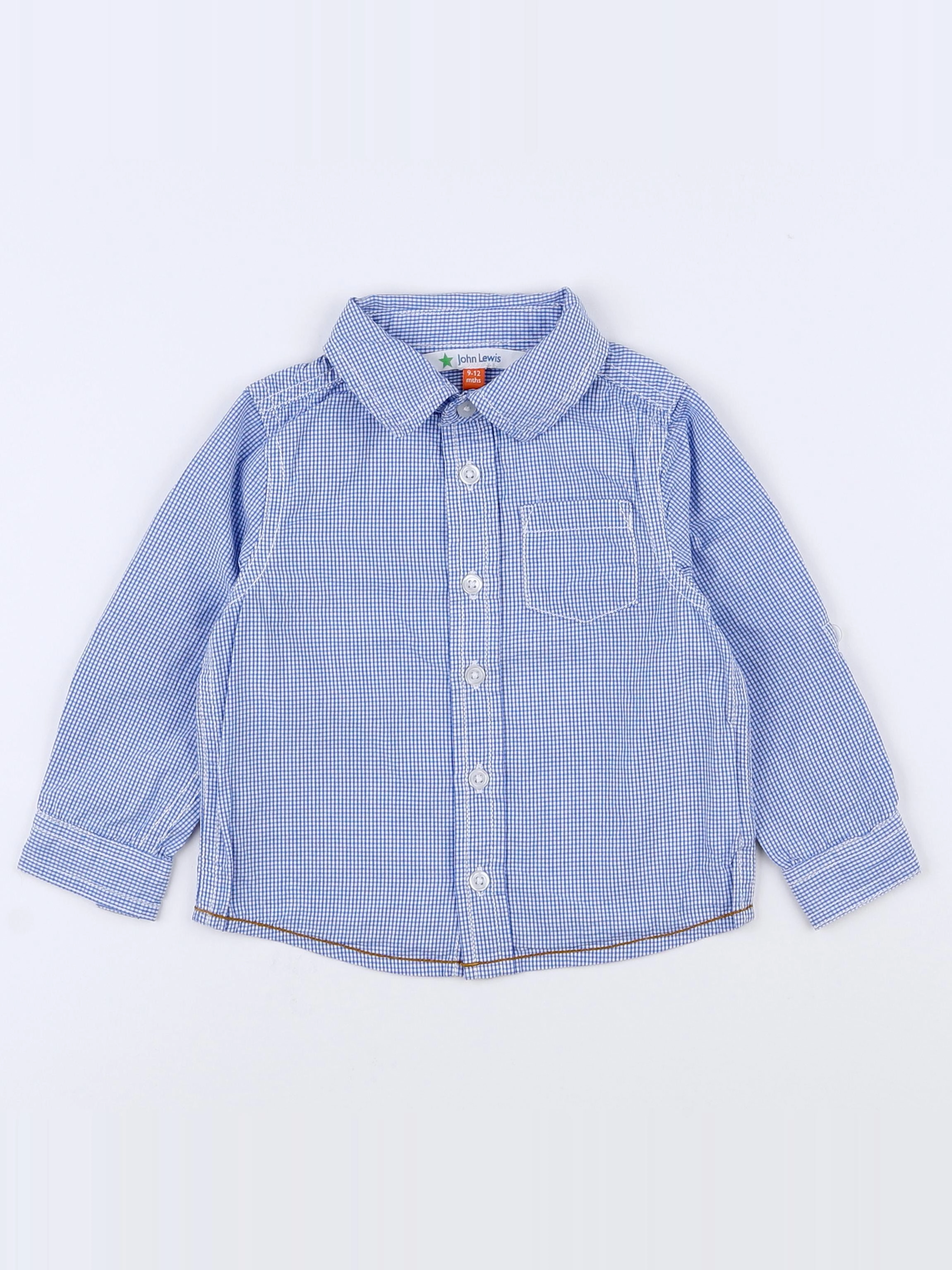 John Lewis - chemise blanc, bleu - 9/12 mois