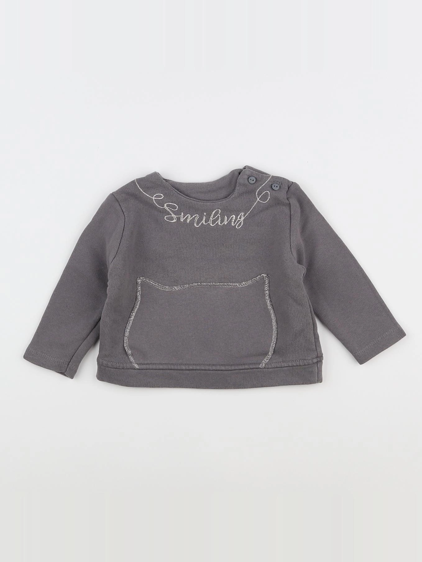 Zara - sweat taupe - 3/6 mois