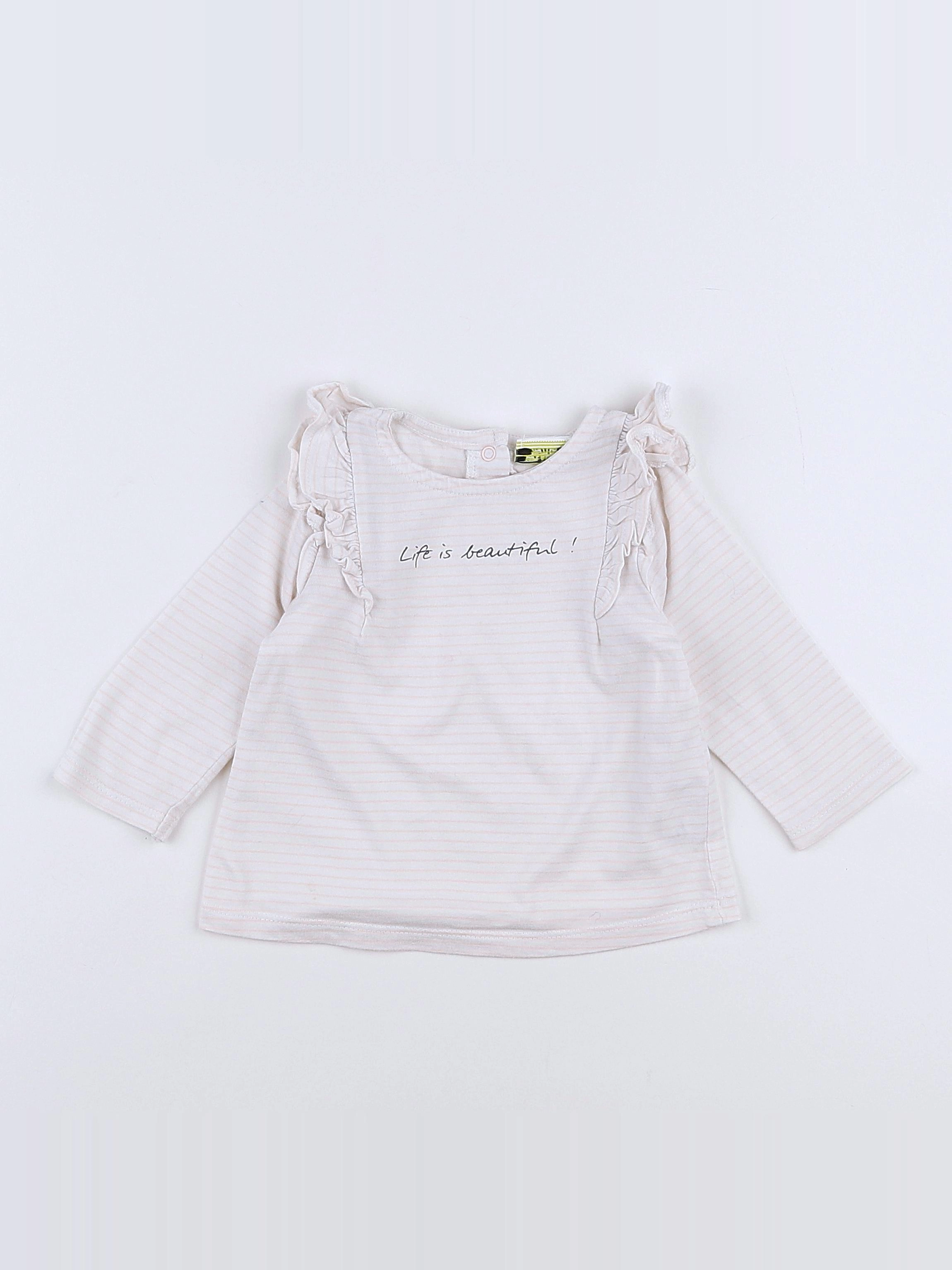 Tape à l'oeil - tee-shirt blanc, rose - 9 mois