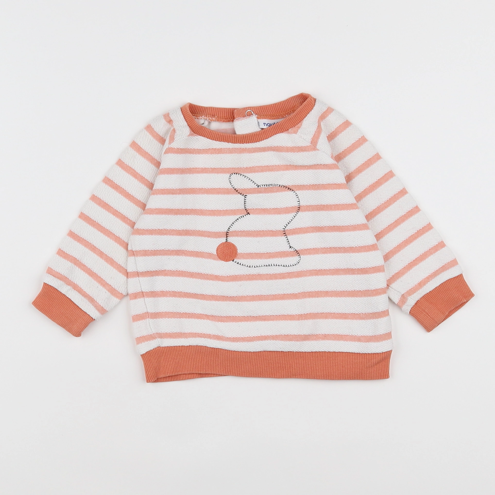 Noukie's - sweat blanc, rose - 6 mois