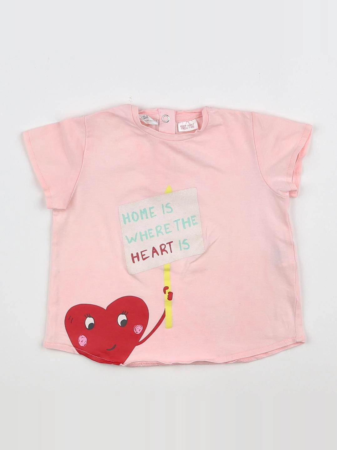 Zara - tee-shirt rose, rouge - 12/18 mois