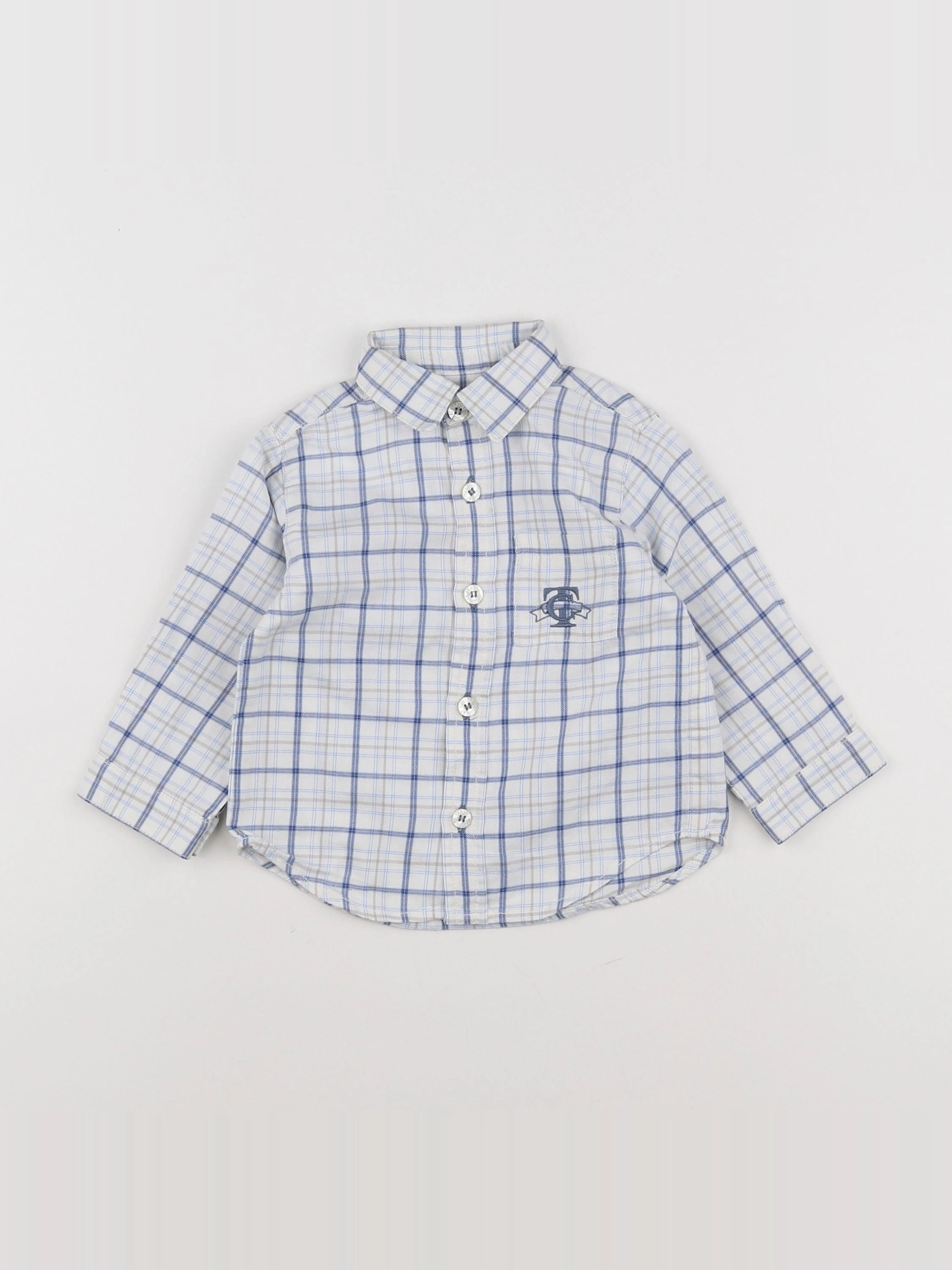 Tartine & Chocolat - chemise bleu, blanc - 12 mois