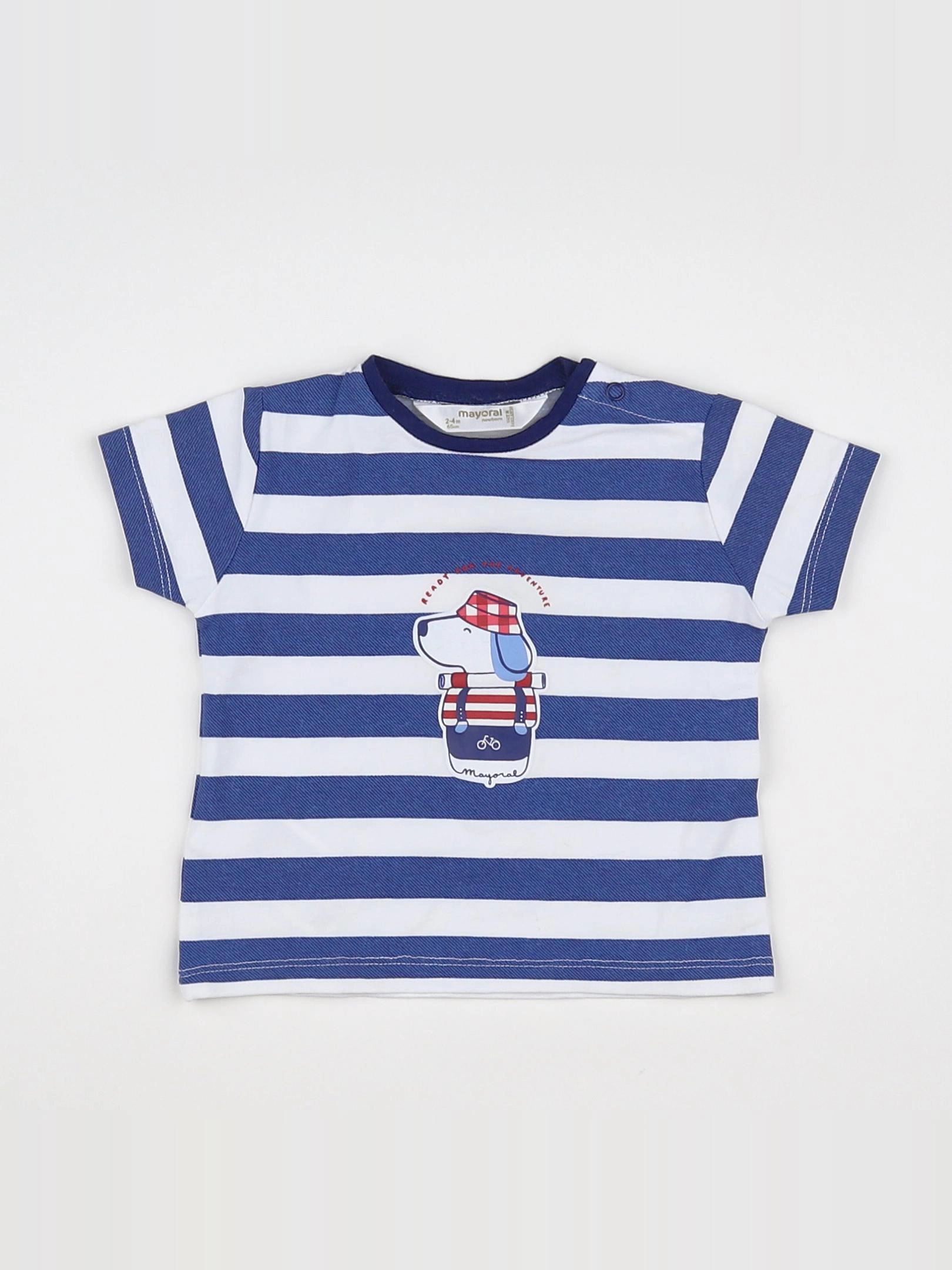Mayoral - tee-shirt bleu, blanc - 3 mois