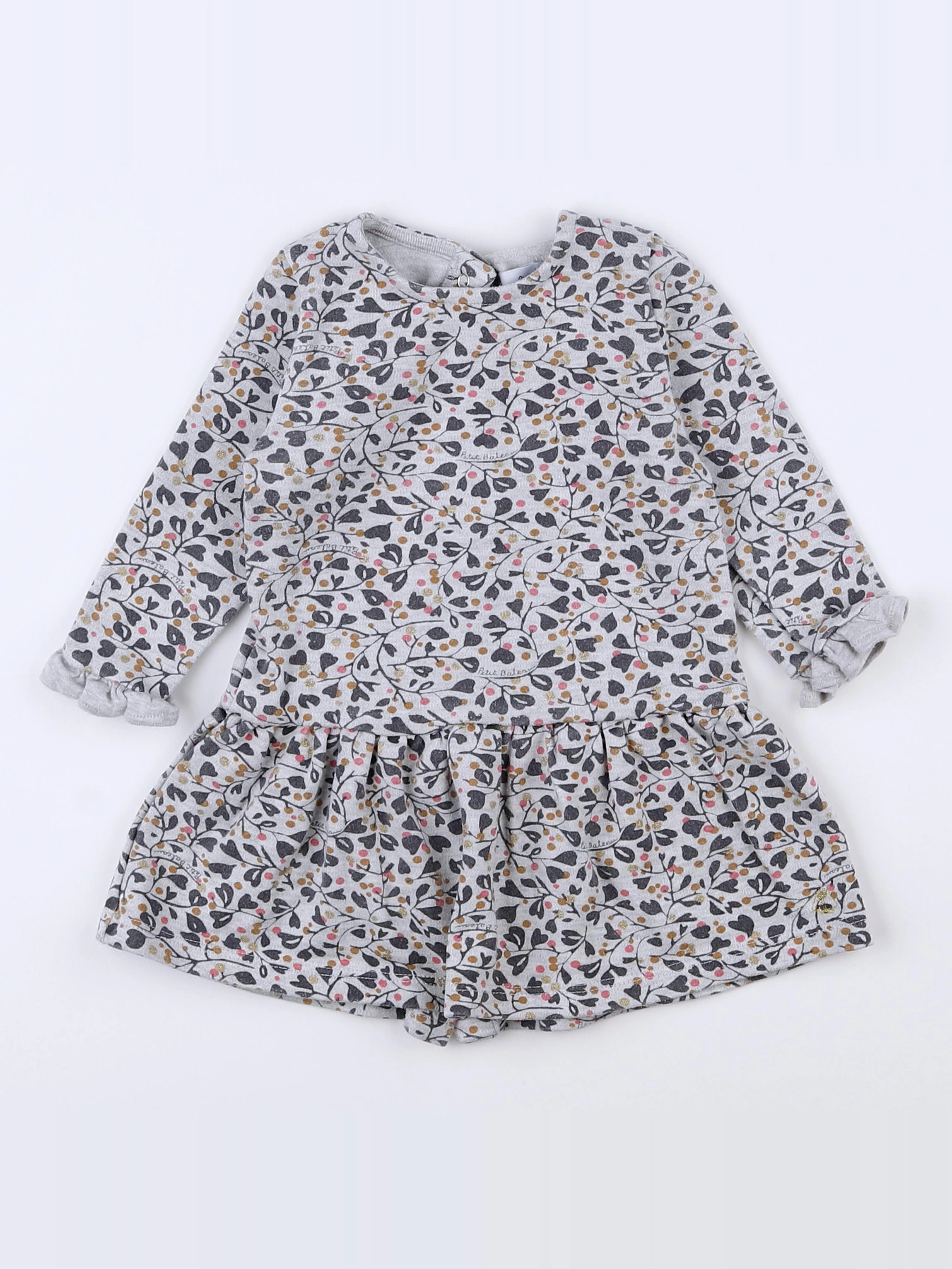 Petit Bateau - robe gris - 12 mois