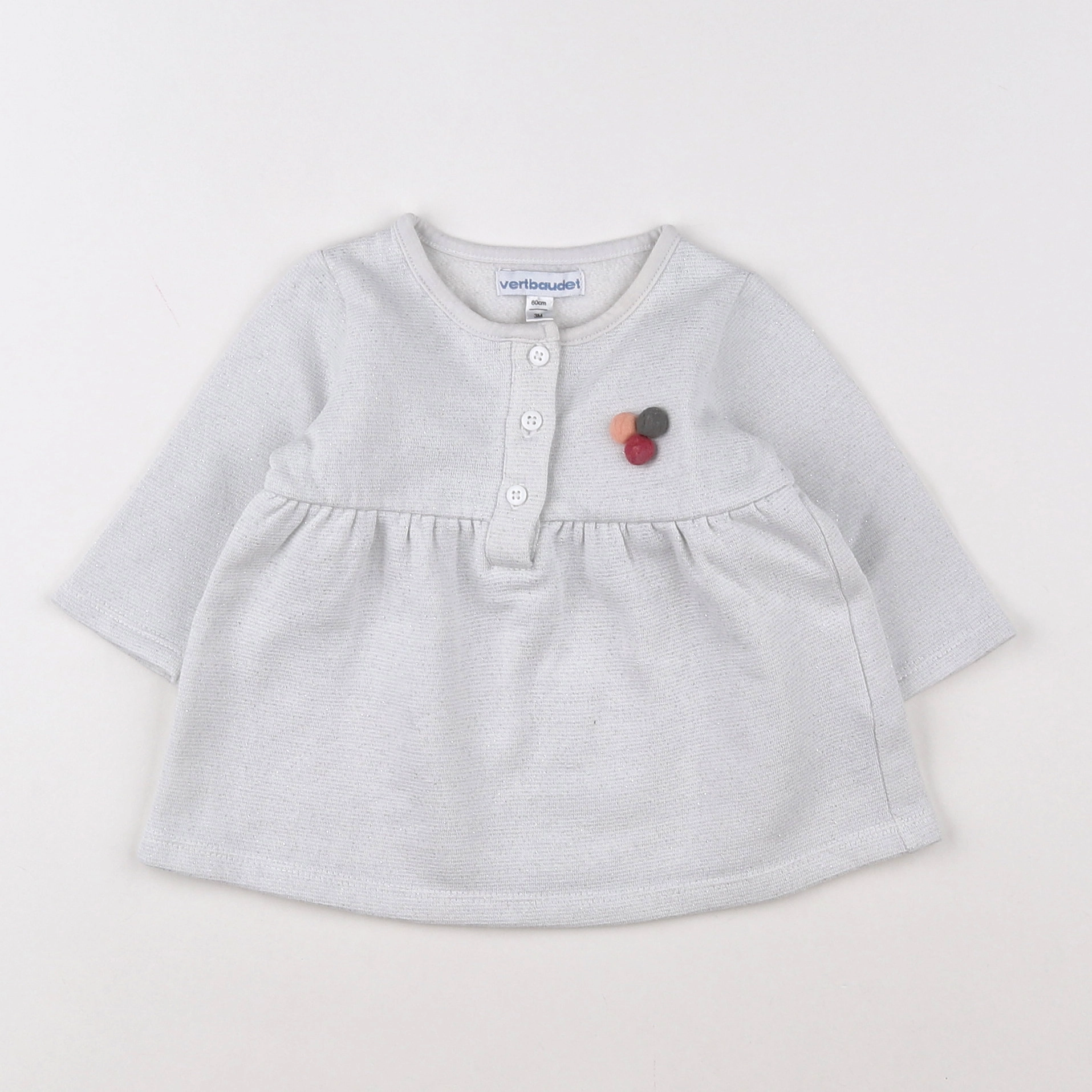 Vertbaudet - robe gris, argent - 3 mois