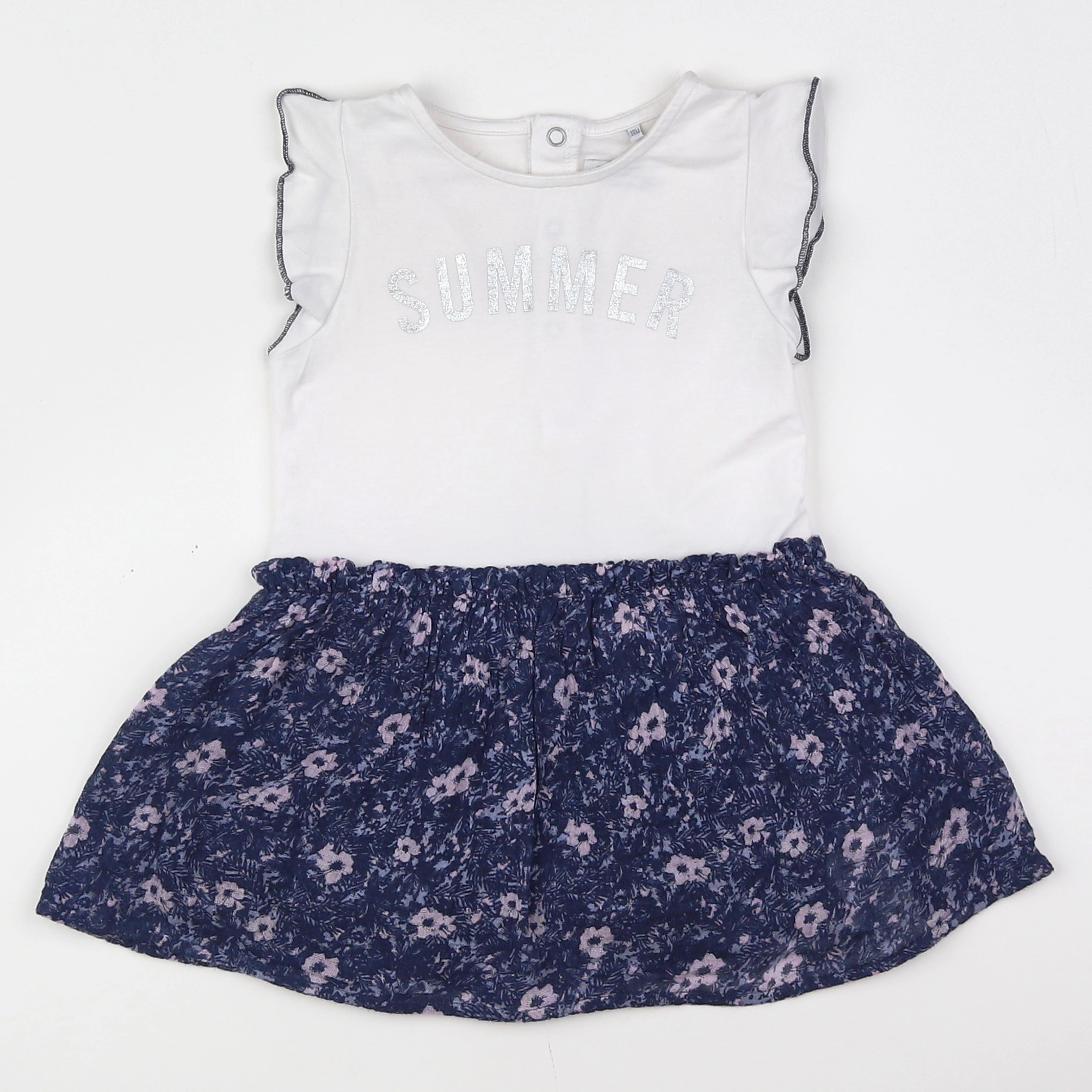 IKKS - robe bleu, blanc - 18 mois