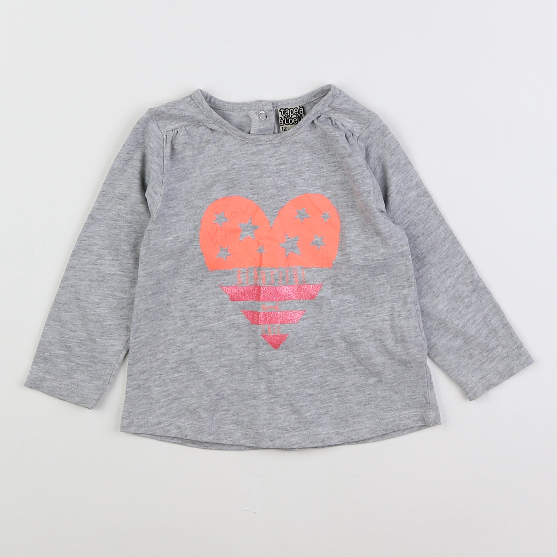 Tape à l'oeil - tee-shirt gris, rose - 12 mois