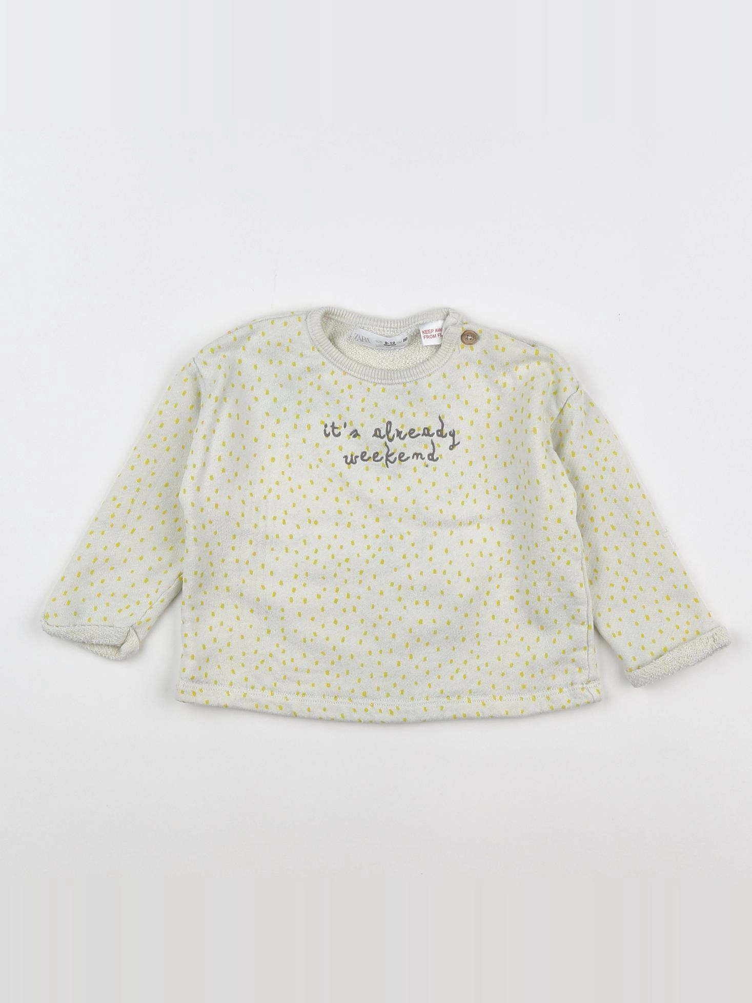 Zara - sweat jaune - 9/12 mois