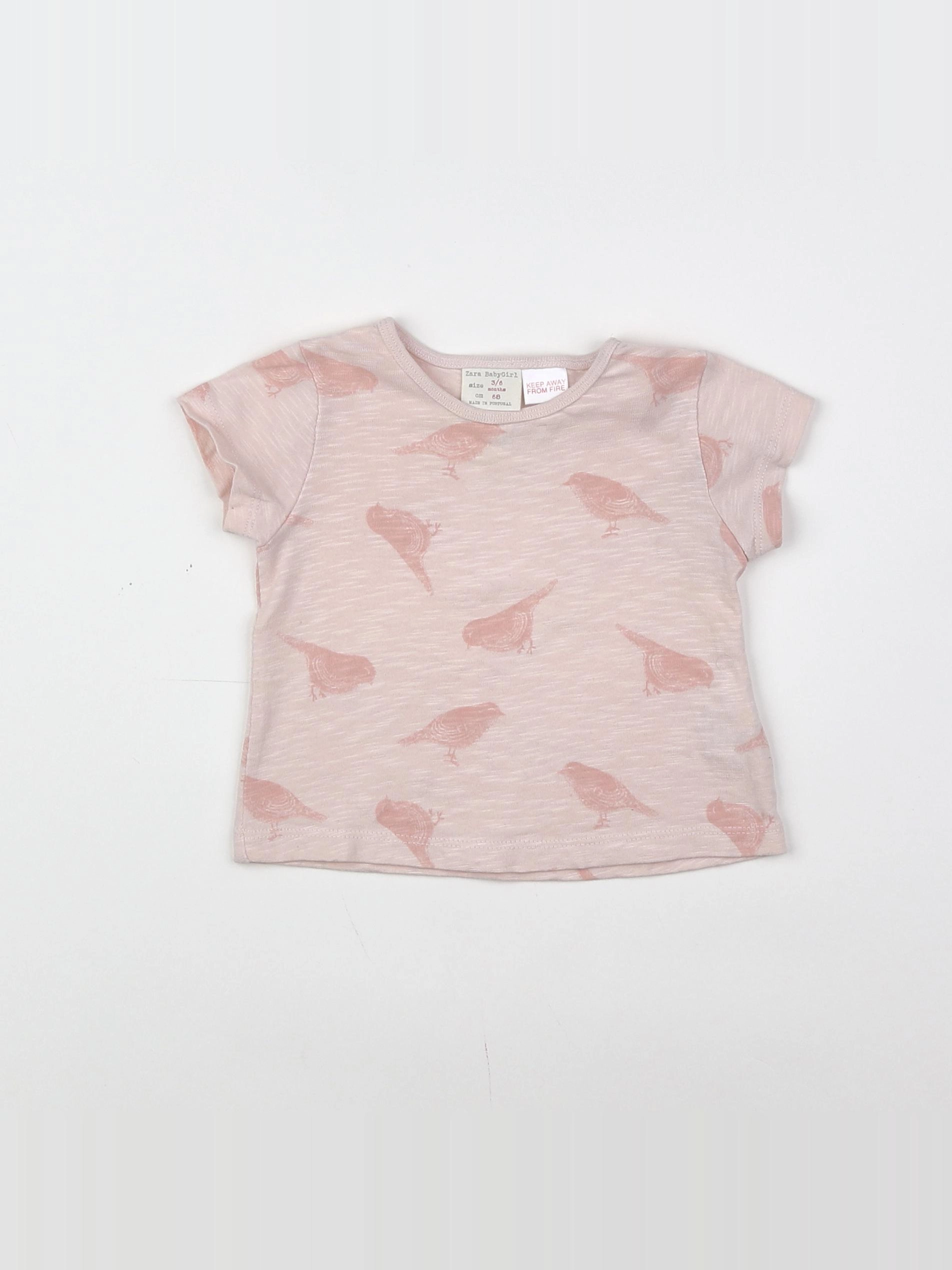 Zara - tee-shirt rose - 3/6 mois