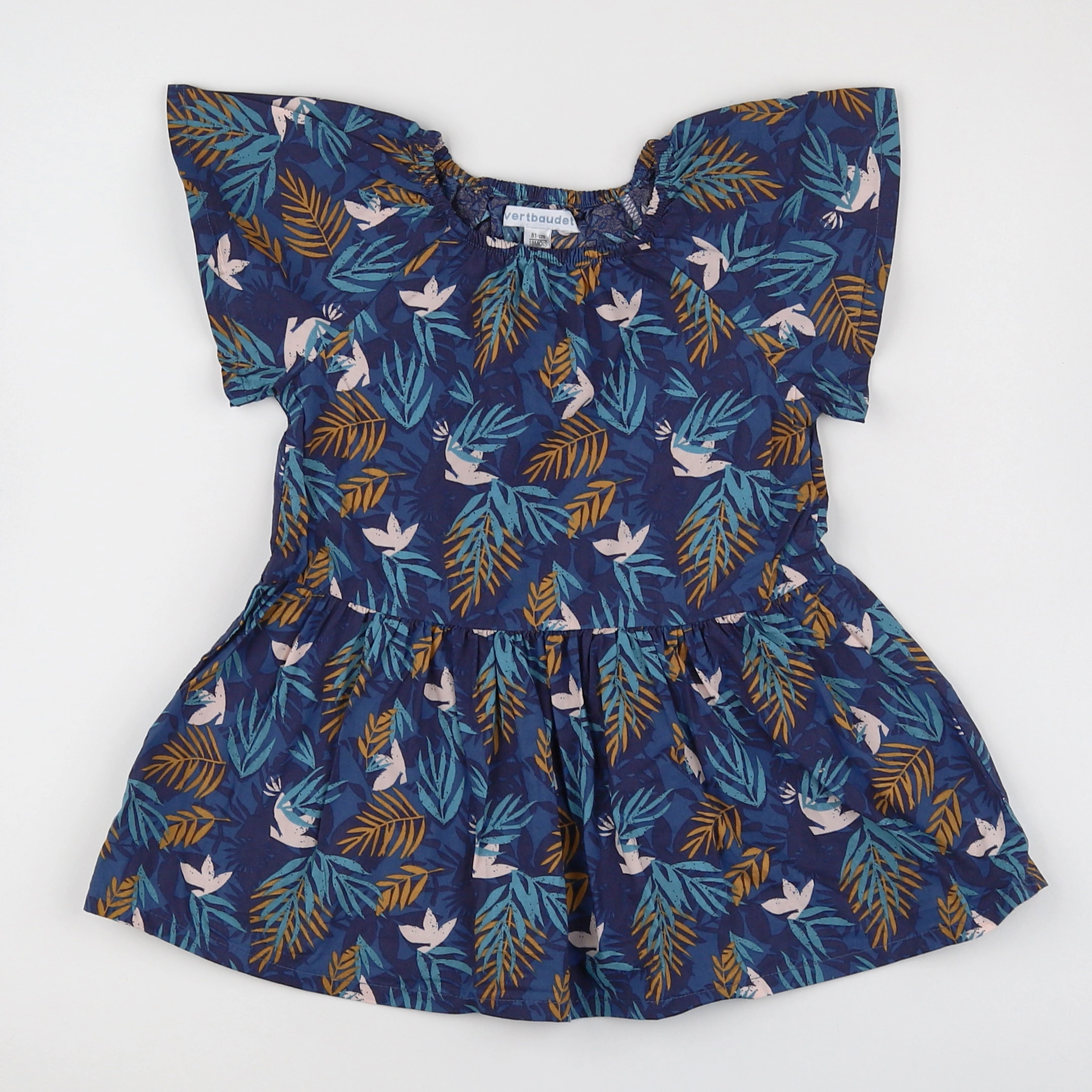 Vertbaudet - robe bleu, orange - 18 mois