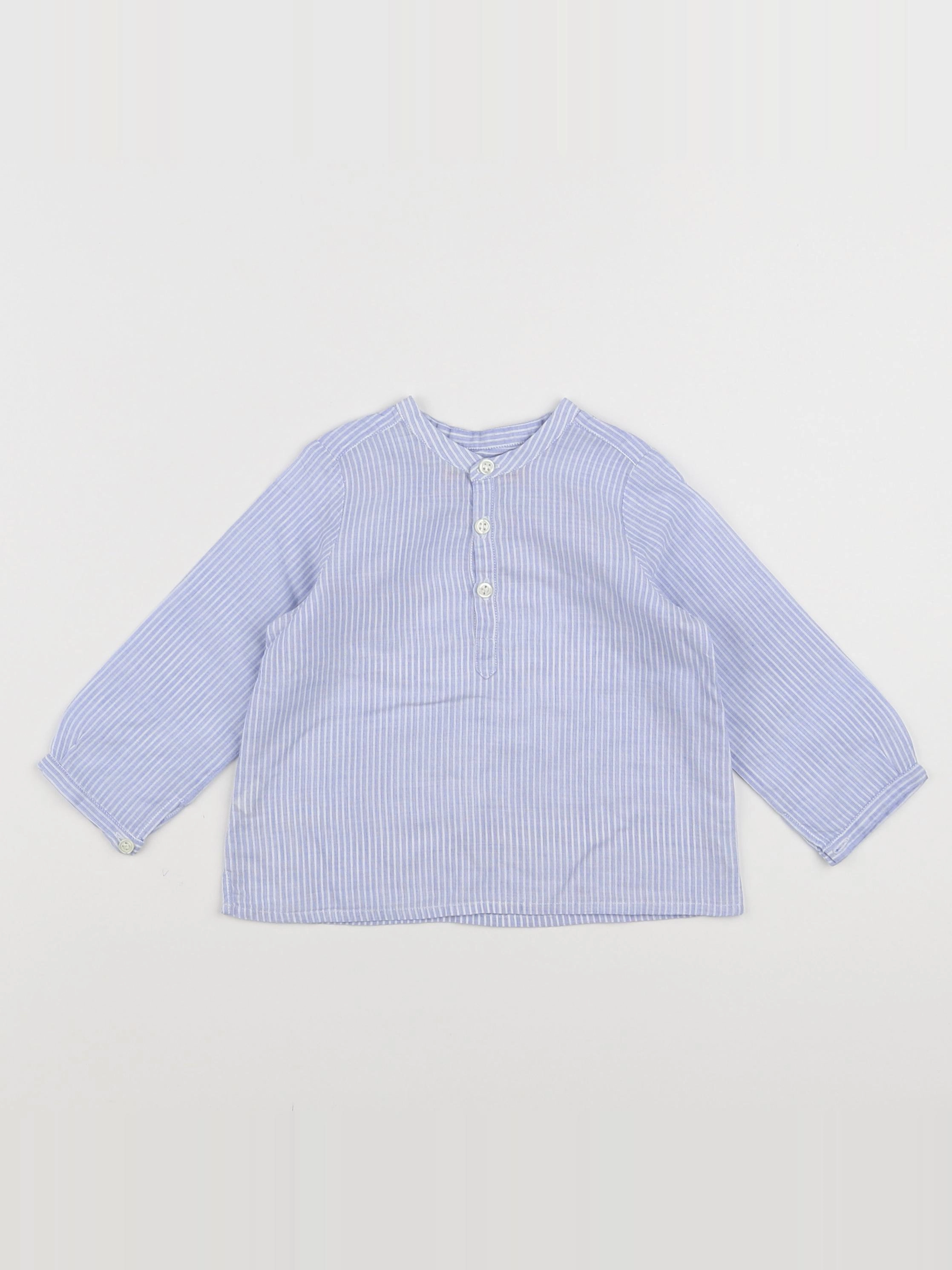 Bonpoint - chemise blanc, bleu - 12 mois