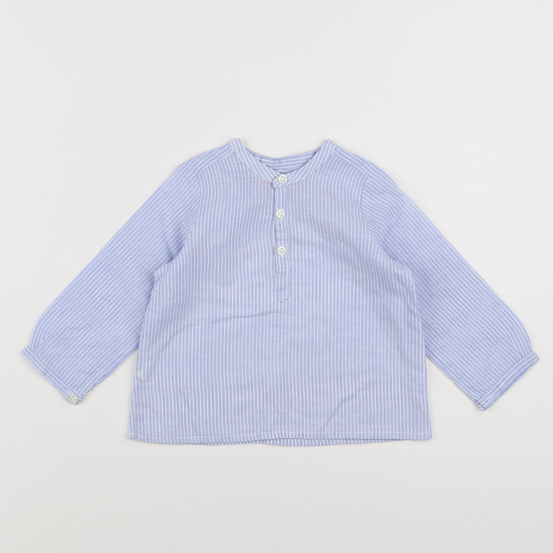 Bonpoint - chemise blanc, bleu - 12 mois