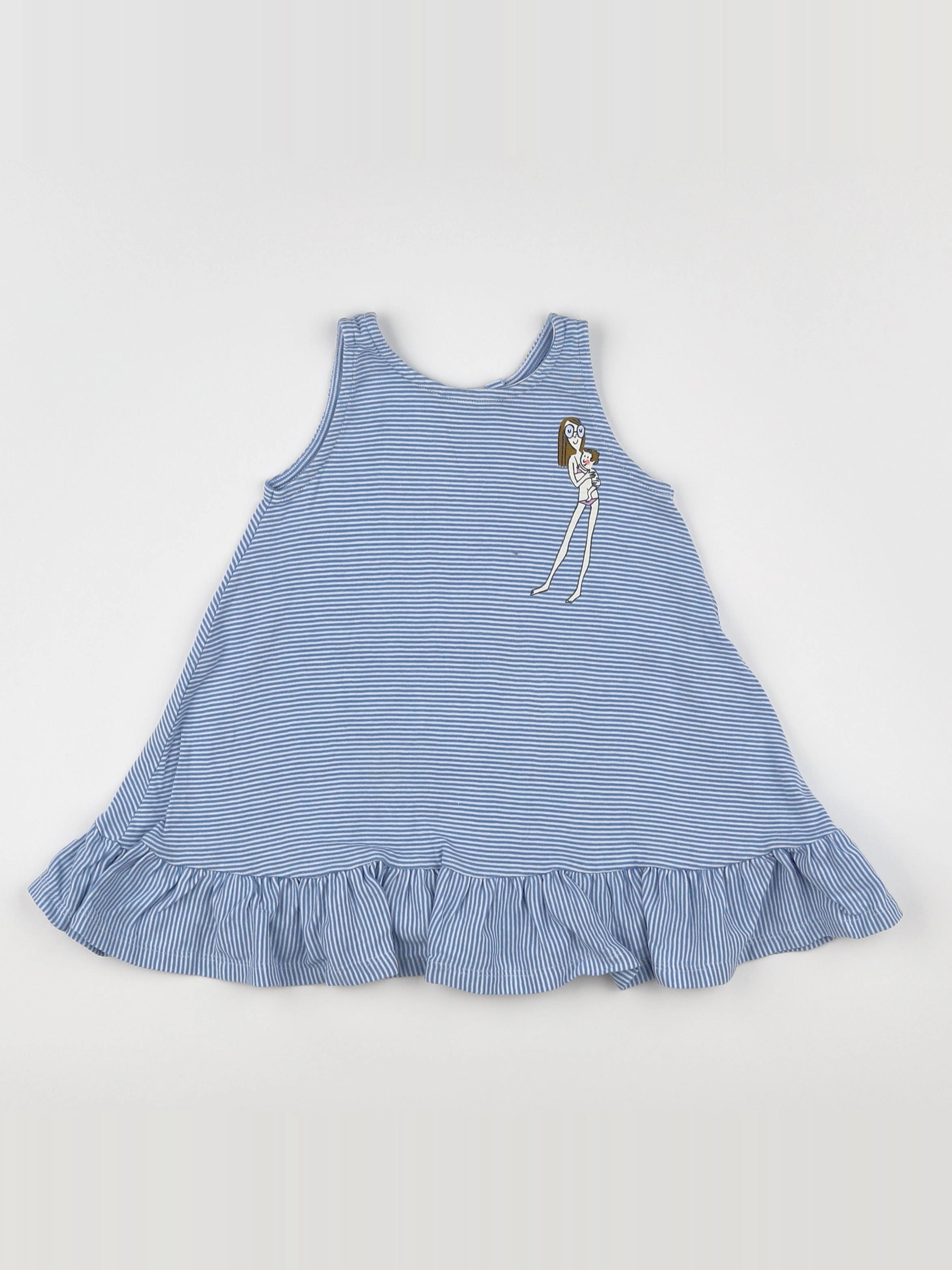 Petit Bateau - robe bleu, blanc - 18 mois