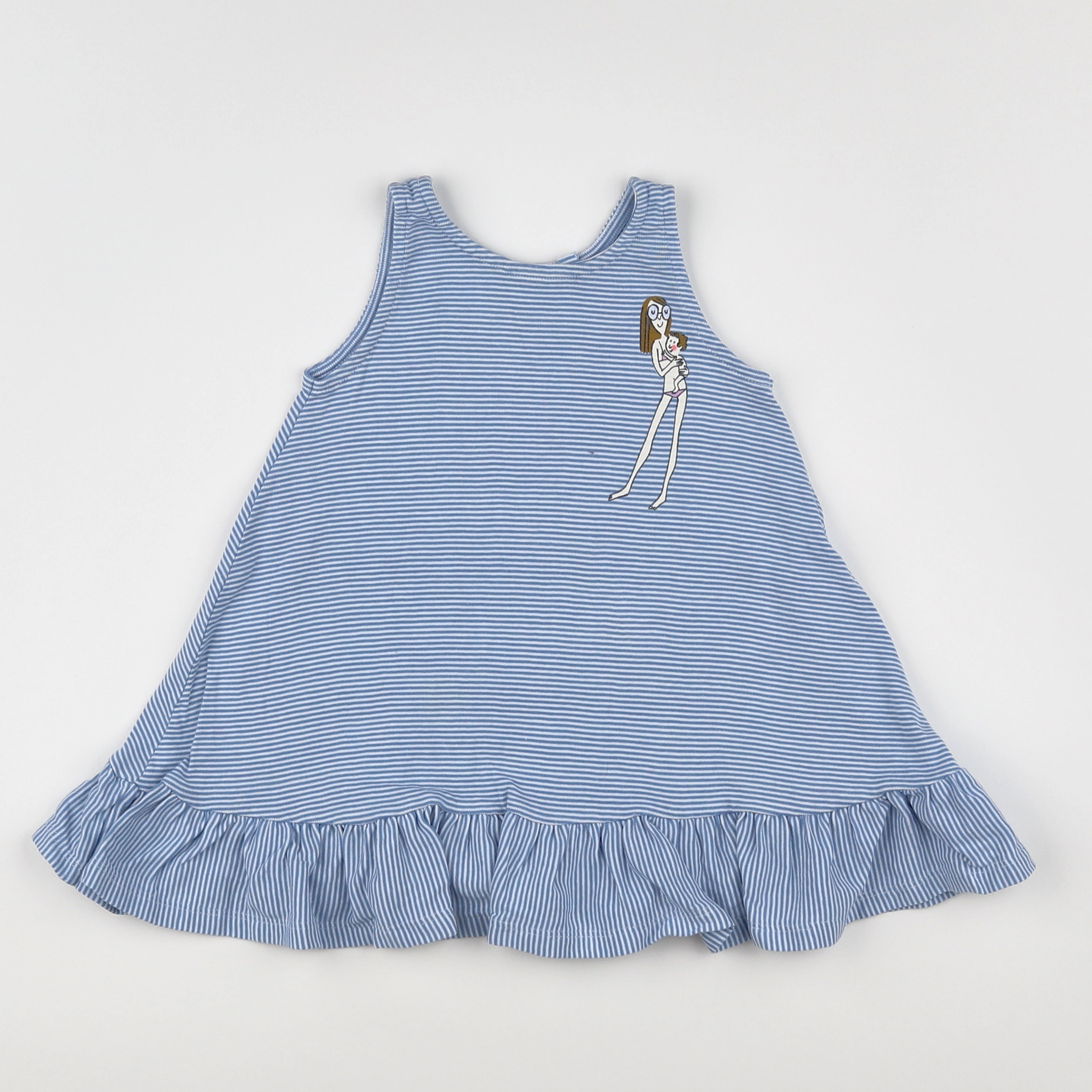 Petit Bateau - robe bleu, blanc - 18 mois