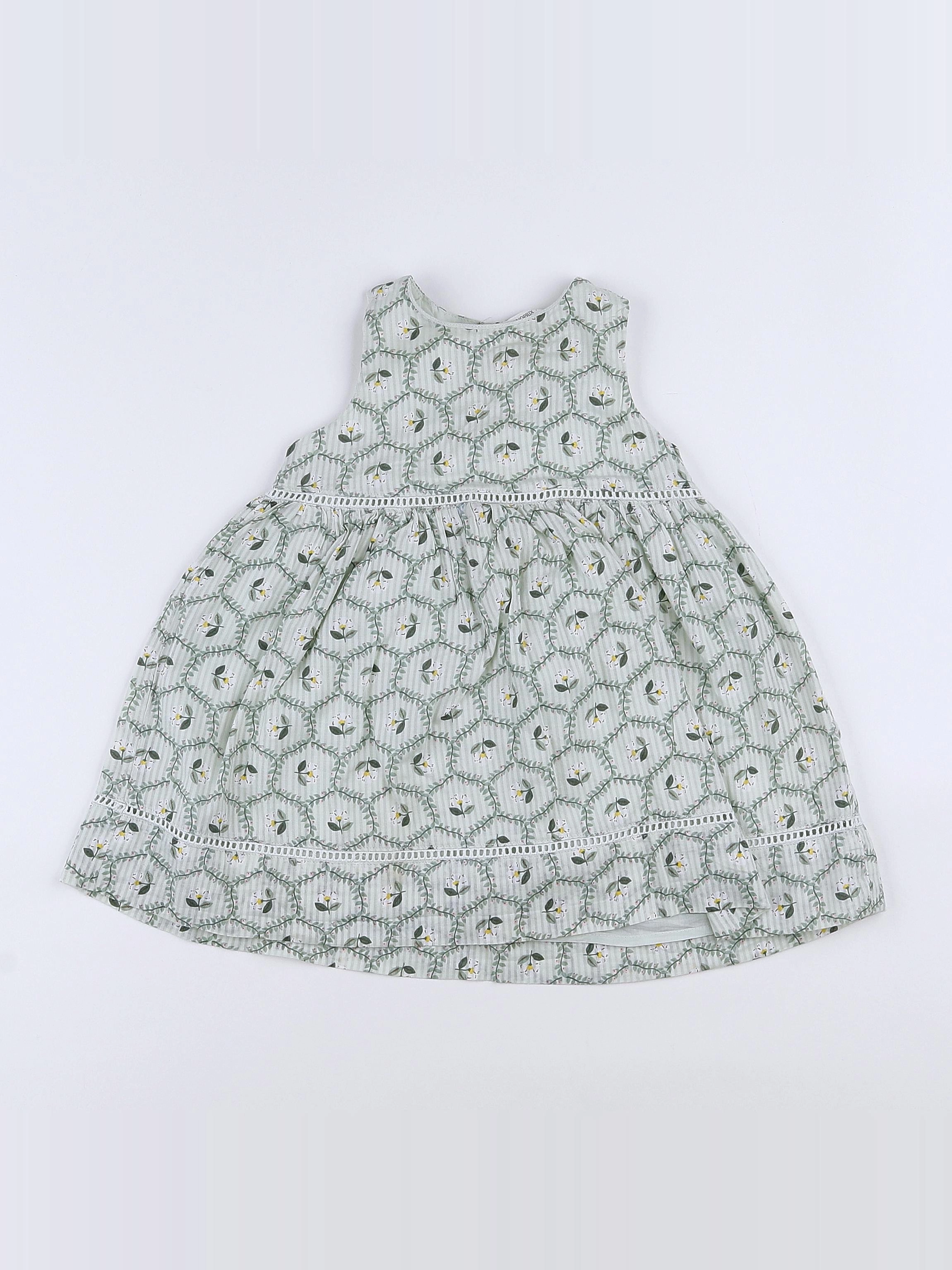Monoprix - robe vert - 12 mois