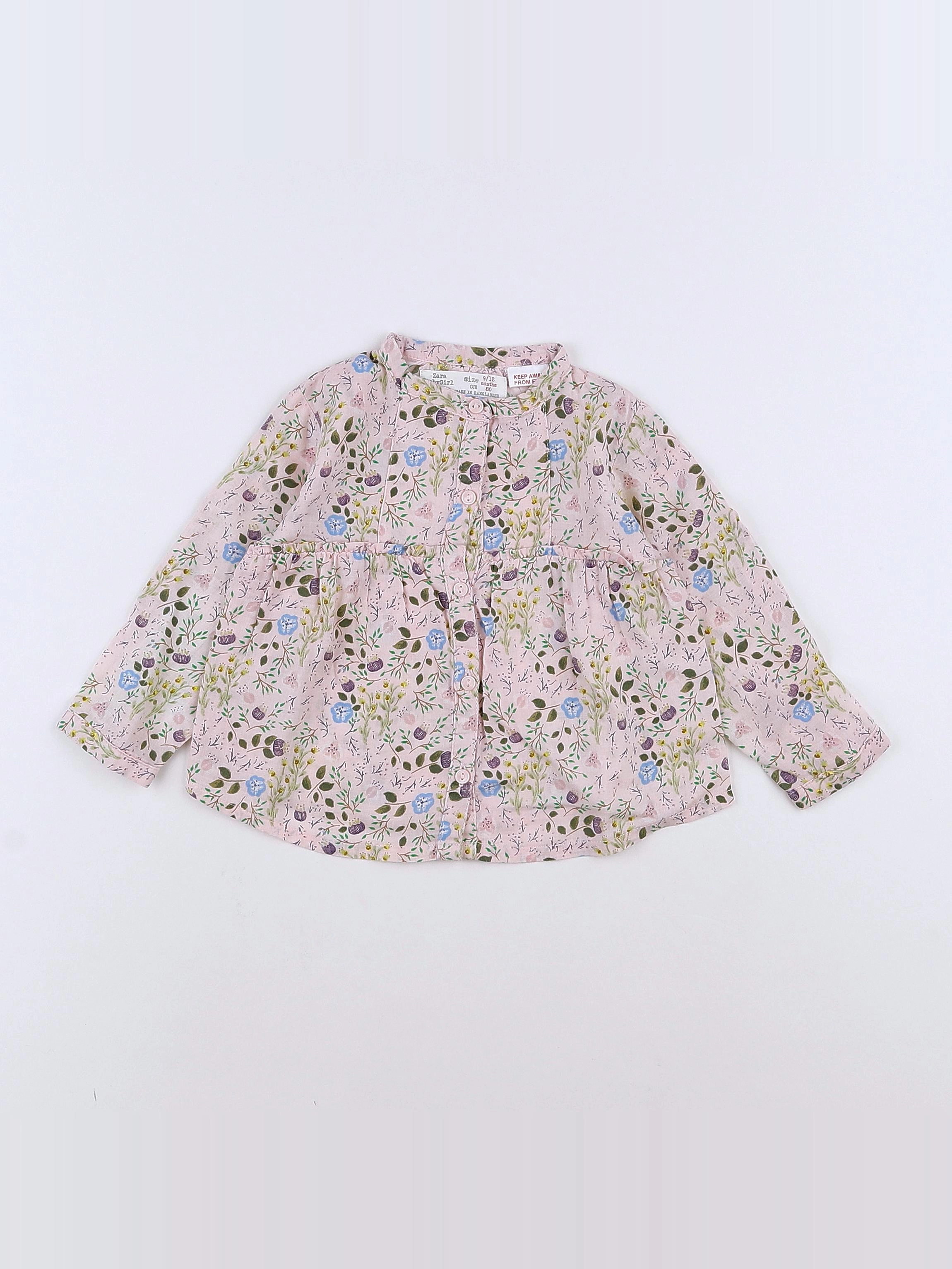 Zara - blouse rose - 9/12 mois