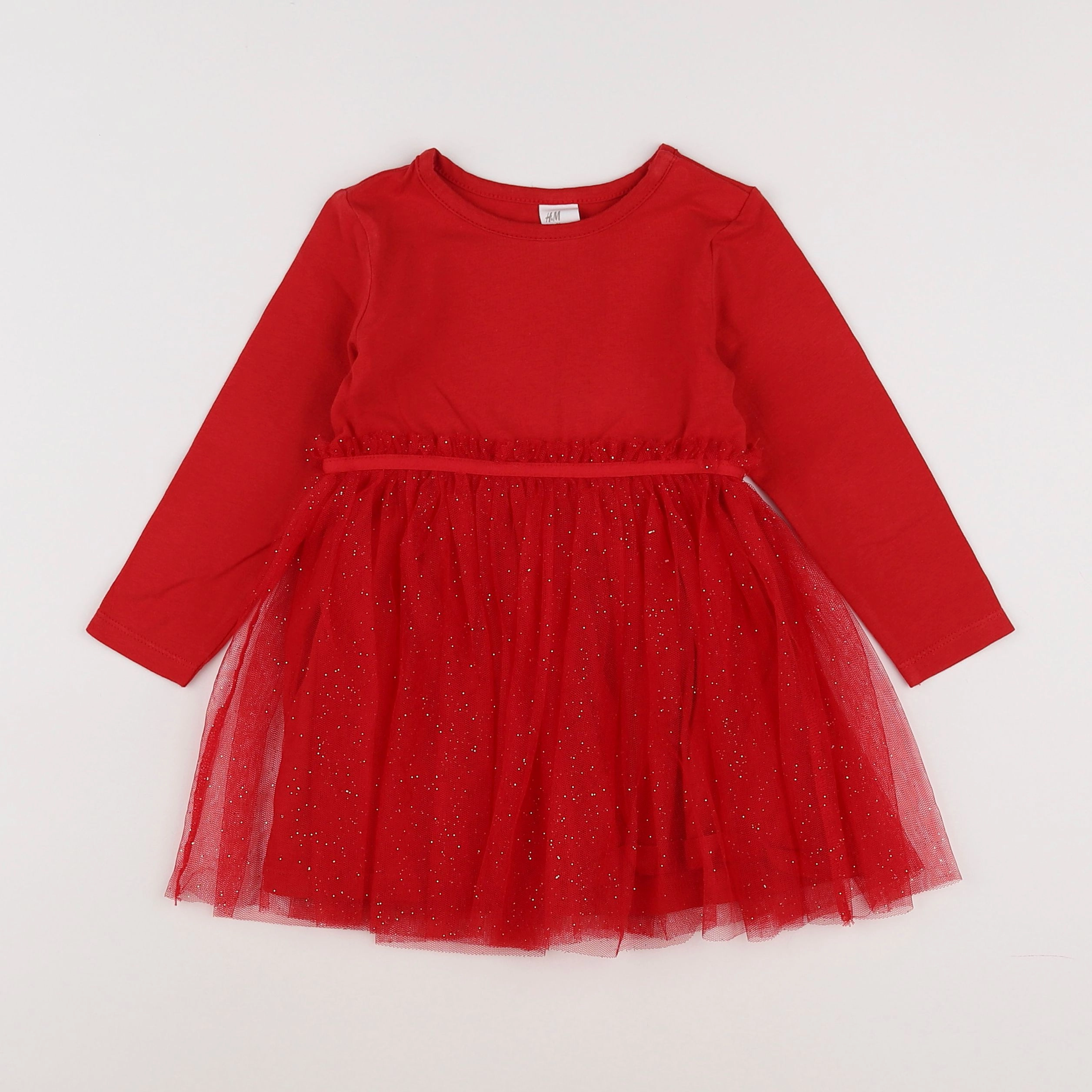H&M - robe rouge, or - 12/18 mois