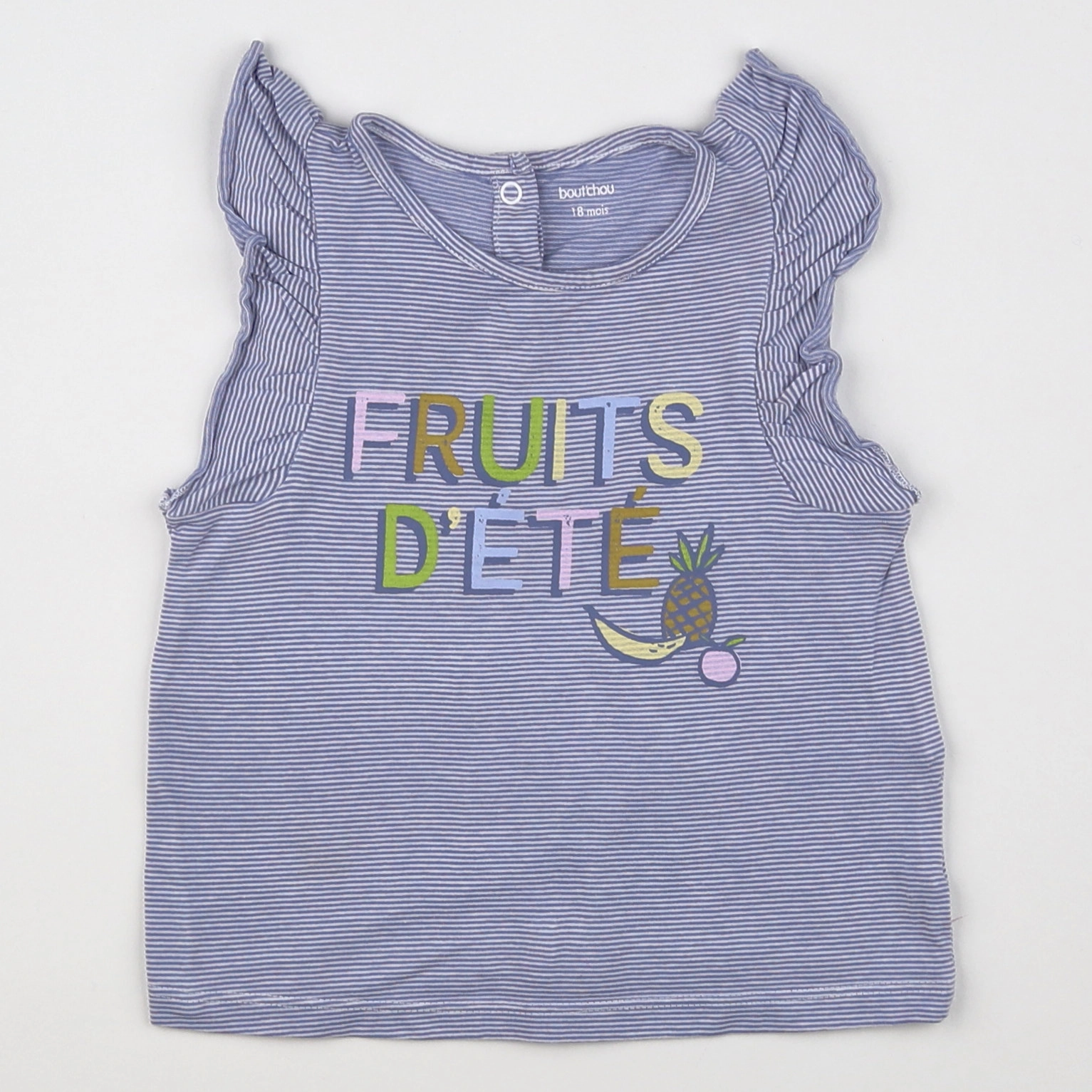 Boutchou - tee-shirt bleu, blanc - 18 mois