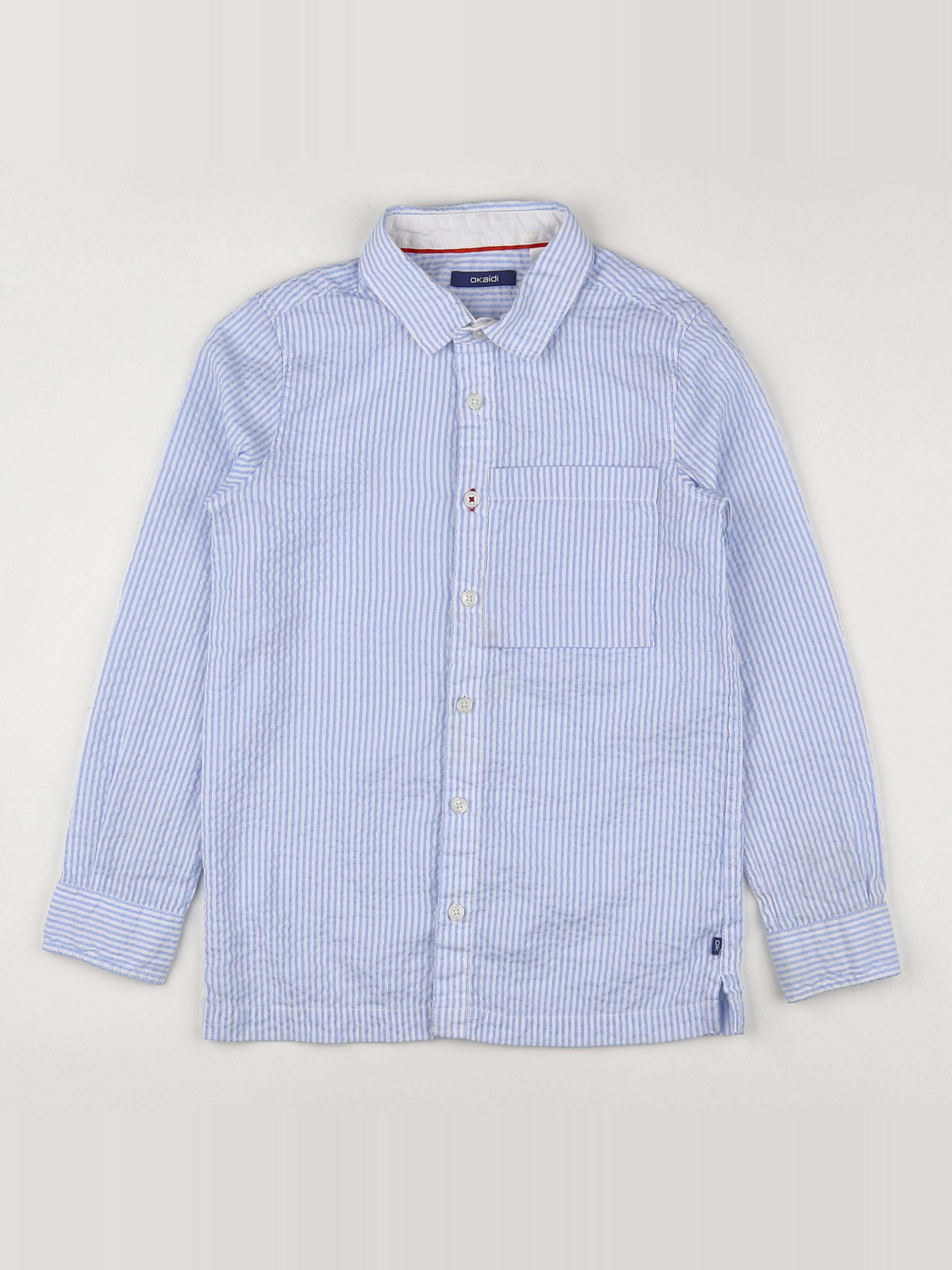 Okaidi - chemise blanc, bleu - 8 ans