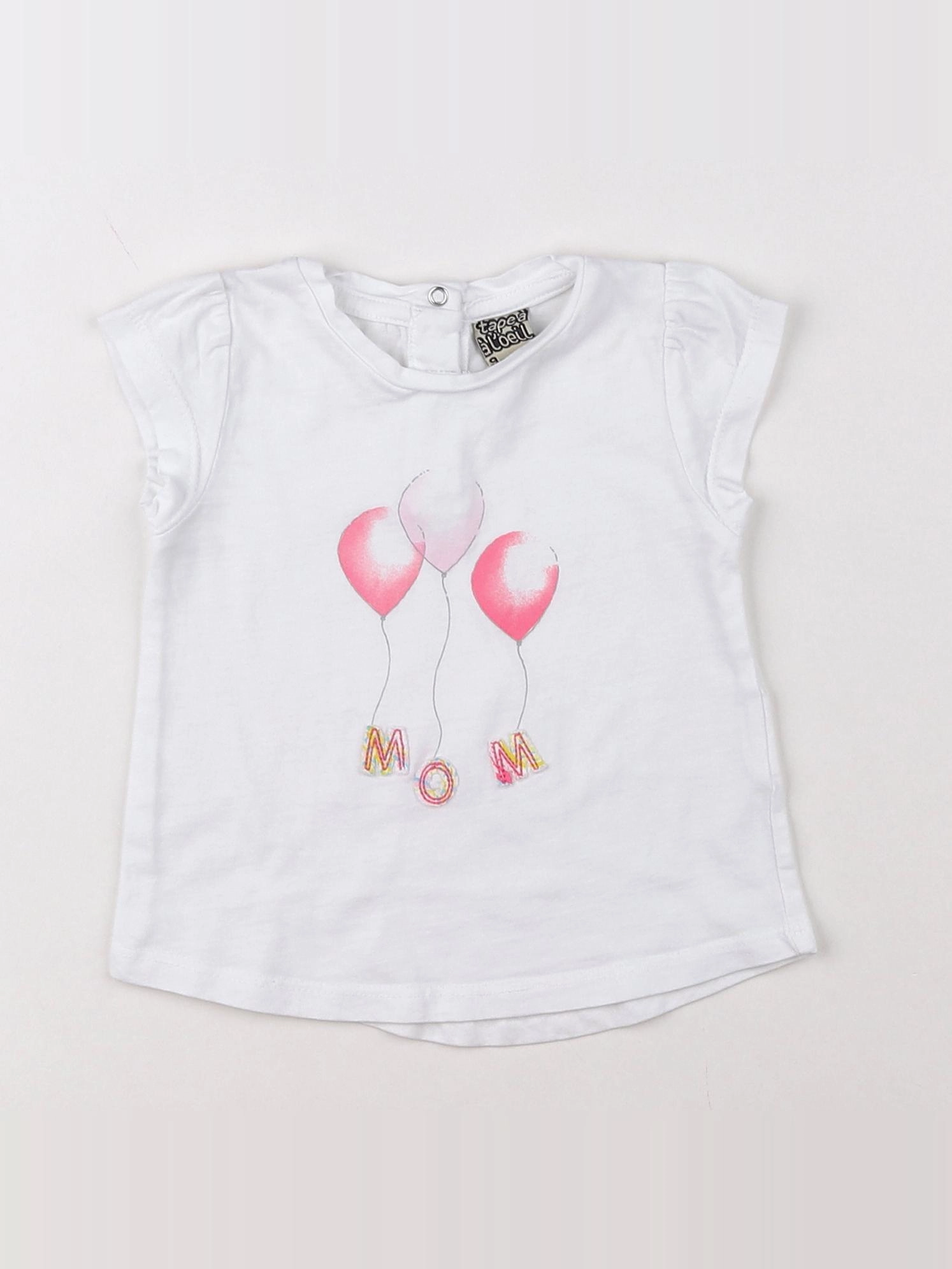 Tape à l'oeil - tee-shirt blanc, rose - 9 mois