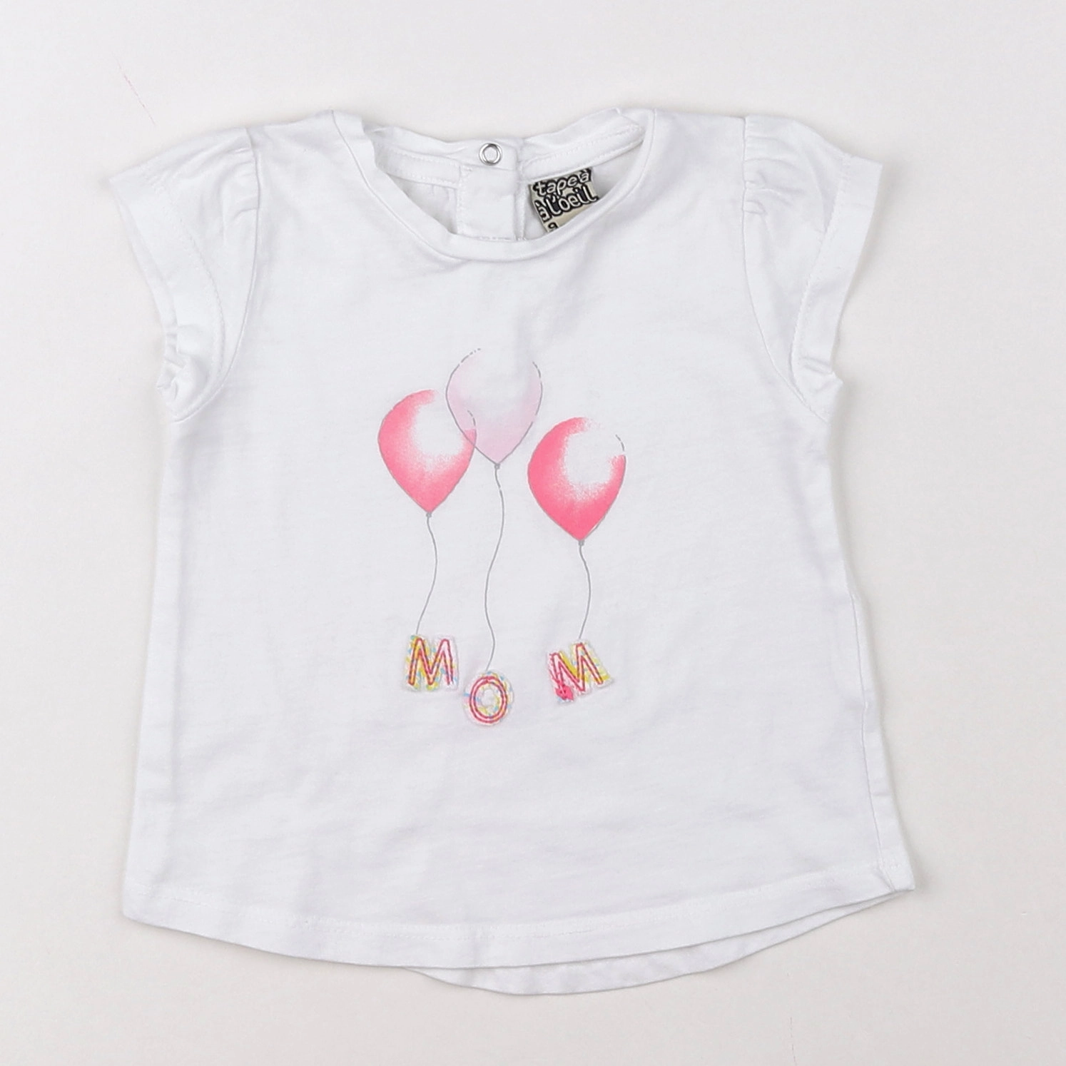 Tape à l'oeil - tee-shirt blanc, rose - 9 mois