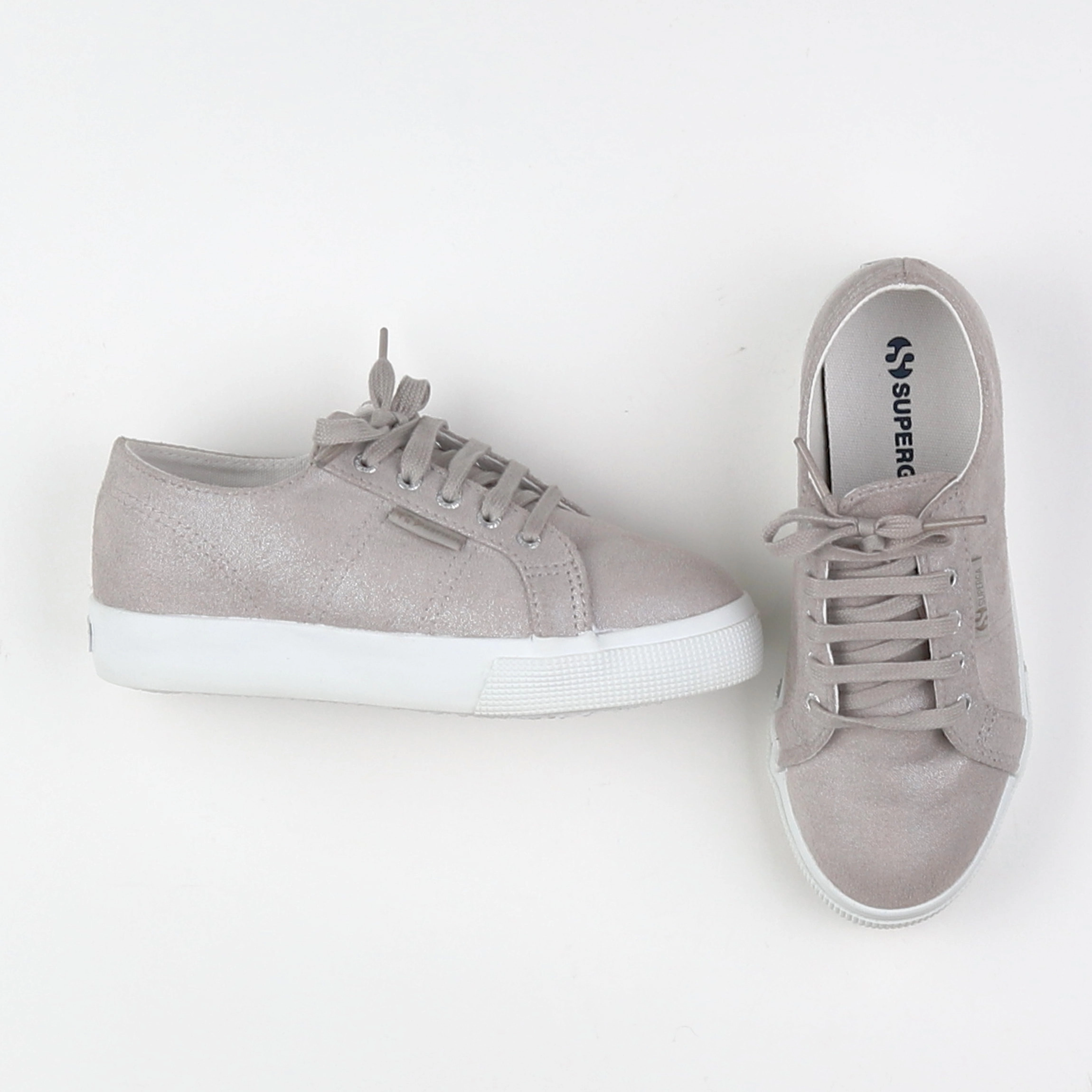 Superga - tennis à scratch/ lacets gris, argent (neuf) - pointure 31