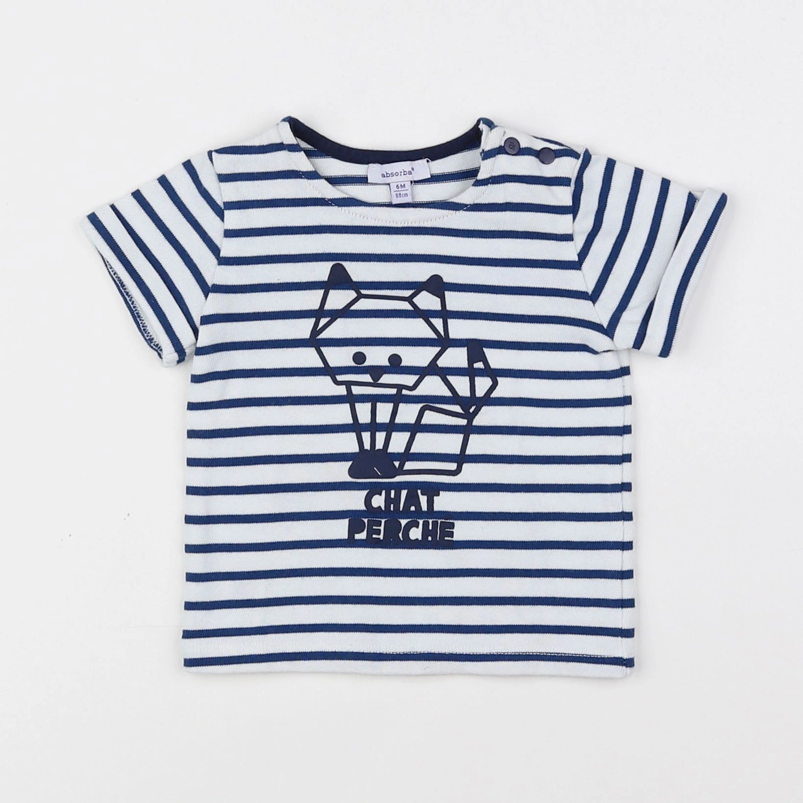 Absorba - tee-shirt blanc, bleu - 6 mois