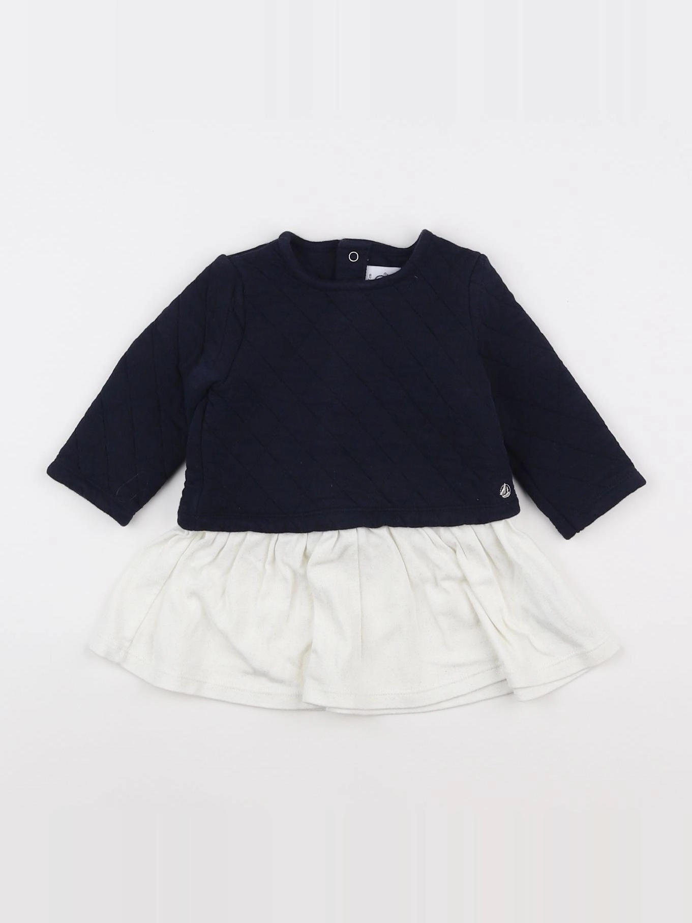Petit Bateau - robe bleu, blanc - 6 mois