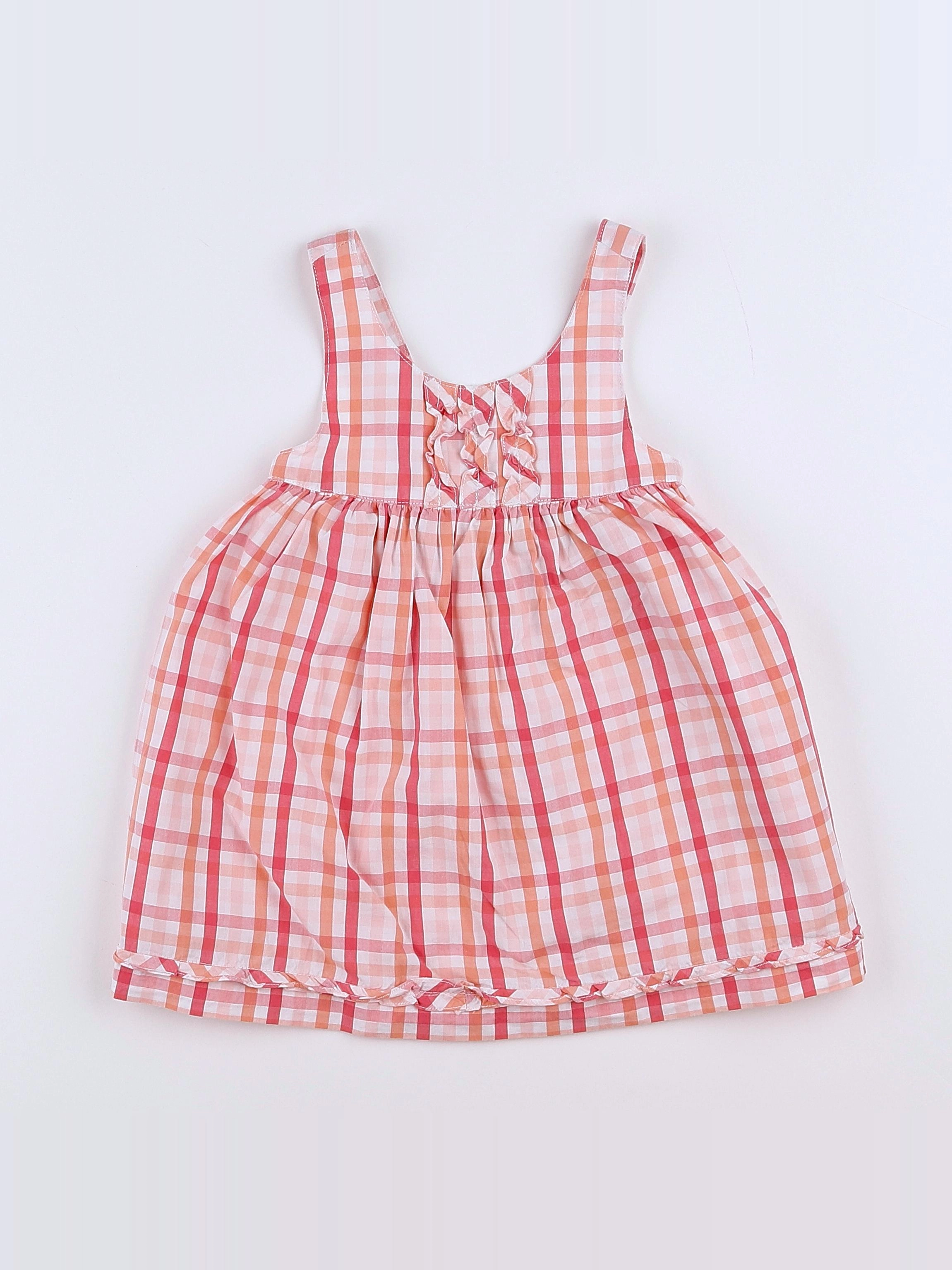 Cyrillus - robe blanc, rose - 9 mois