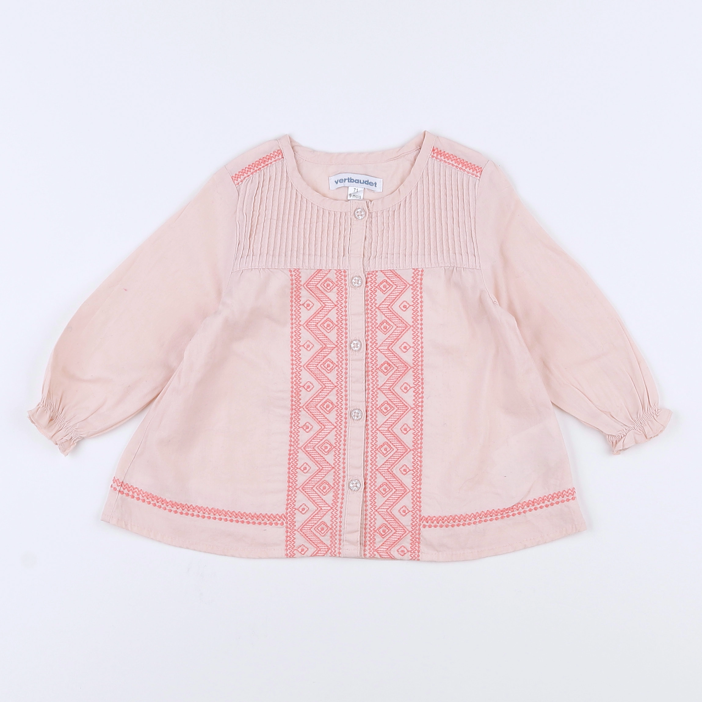Vertbaudet - blouse rose - 9 mois