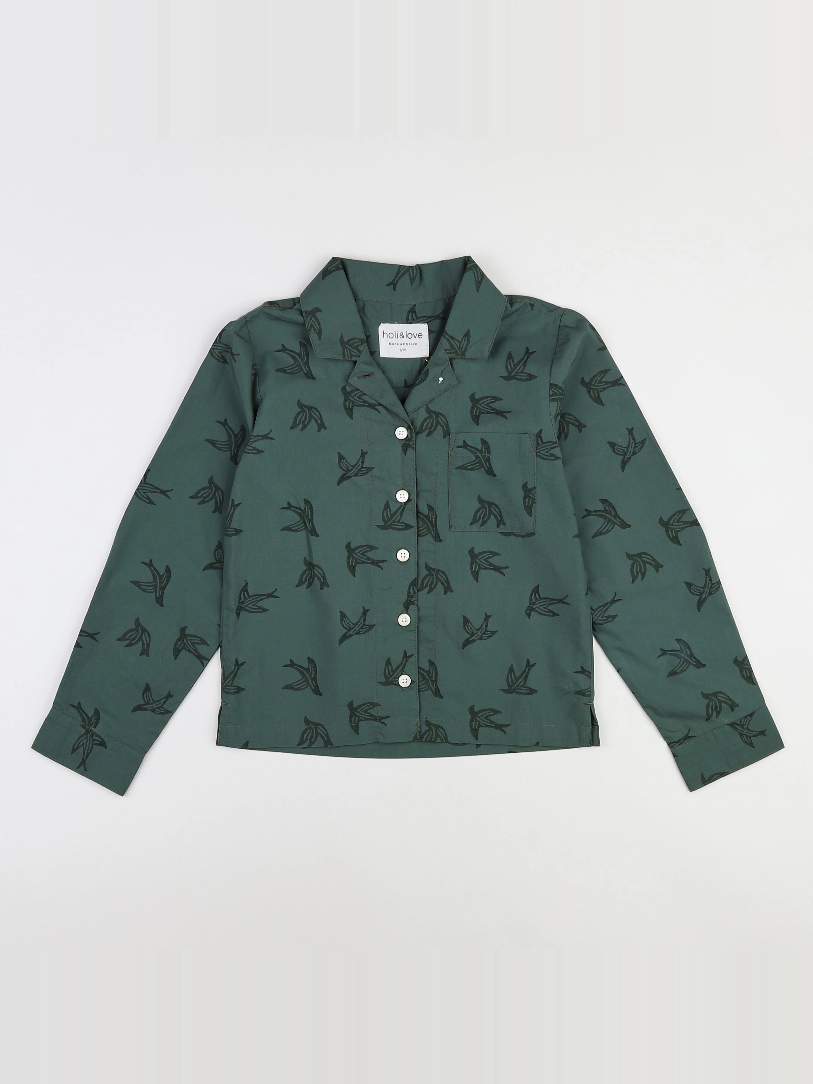 Holi & Love - chemise vert (neuf) - 8/9 ans